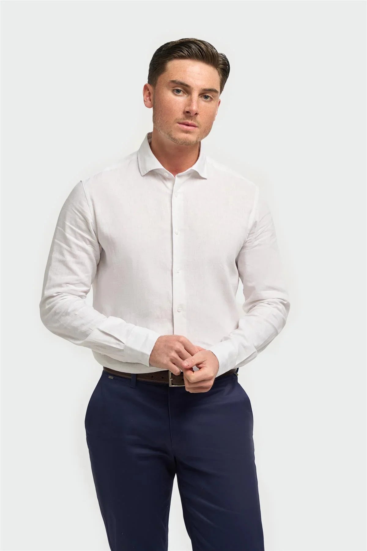 Men’s linen shirt slim fit classic collar lightweight