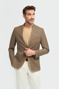 Image of men’s linen pinstripe slim fit blazer, smart casual jacket