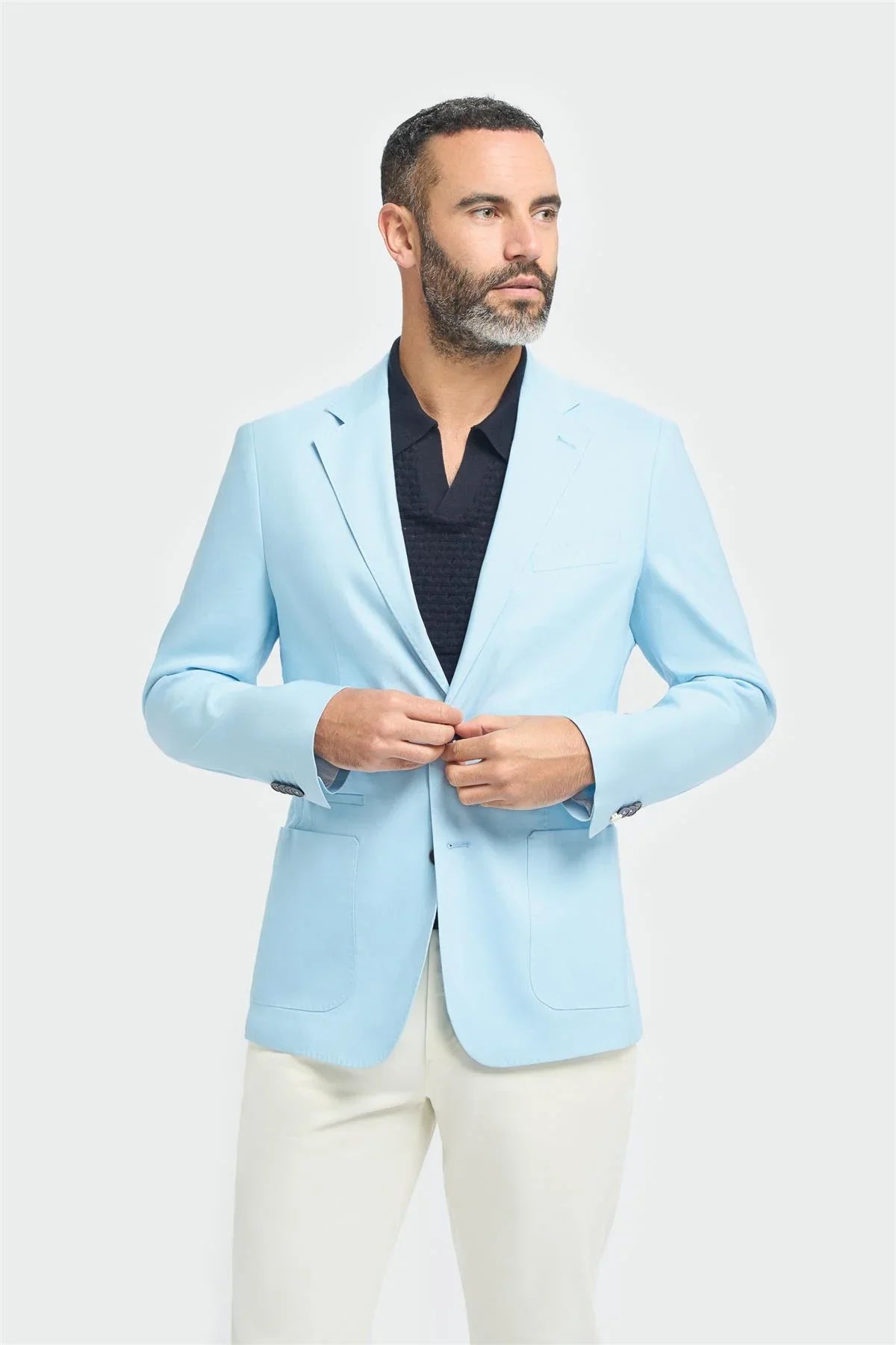 Image of men’s linen slim fit blazer, summer lightweight casual jacket