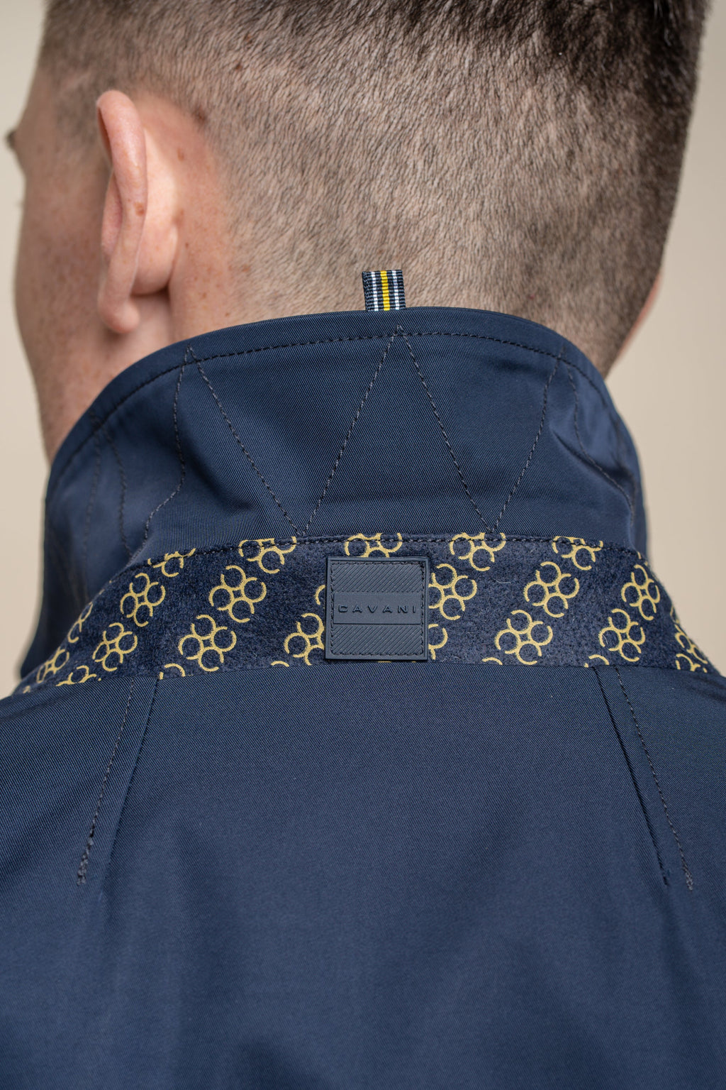 Men's Mi-Length Lightweight Casual Coat - BARRACUDA - Navy Blue Back Detail Picture