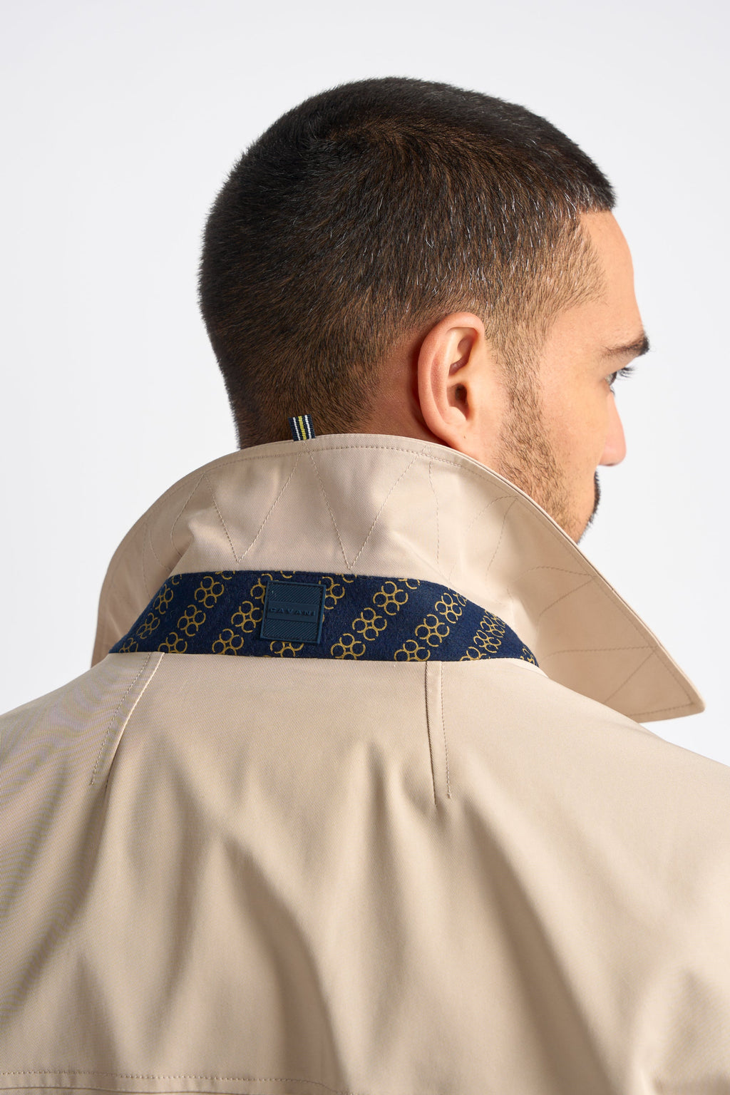 Men's Mi-Length Lightweight Casual Coat - BARRACUDA - Stone Beige Back Detail Picture