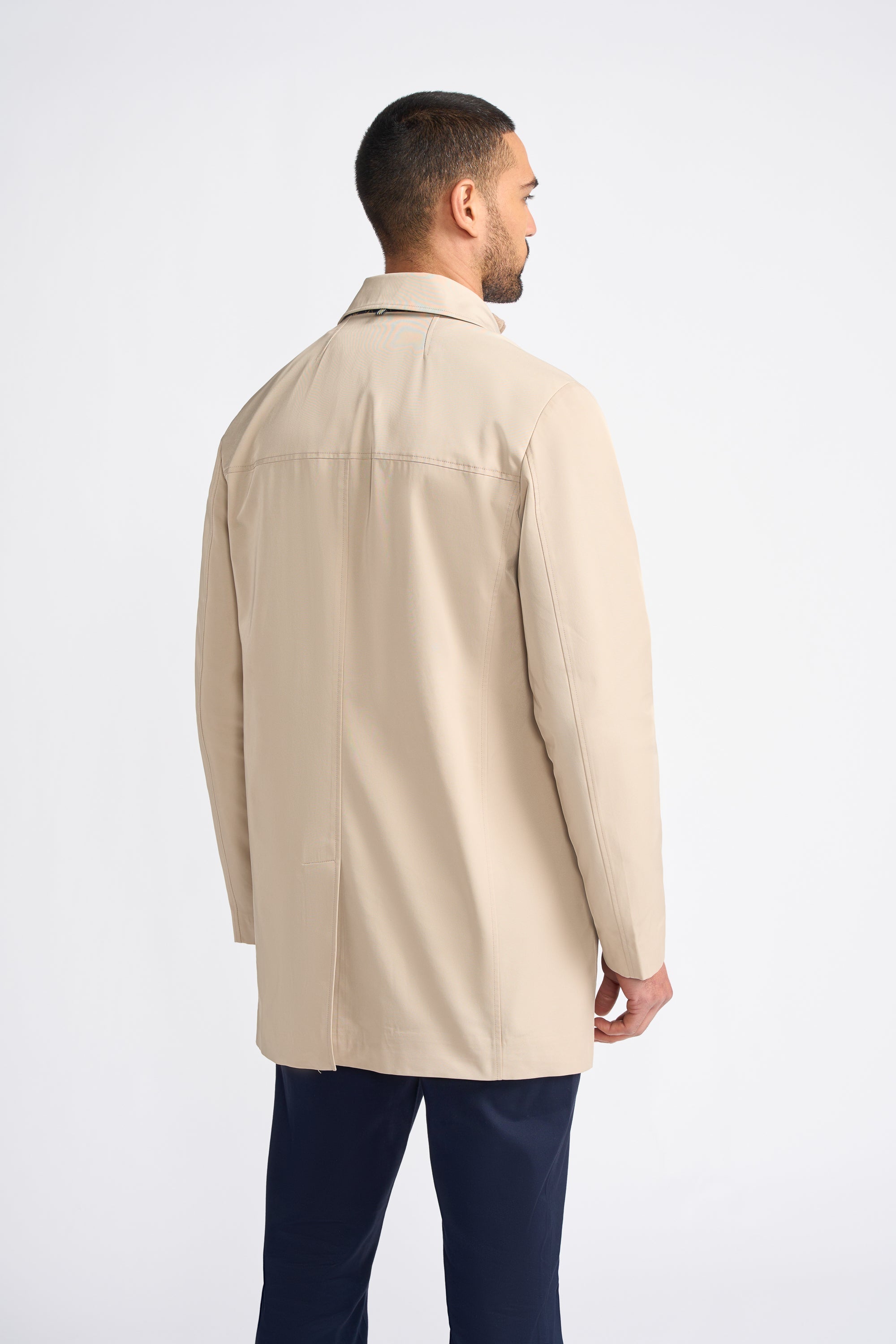 Men's Mi-Length Lightweight Casual Coat - BARRACUDA - Stone Beige Back Picture