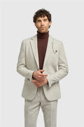 Men’s Pearl Grey Herringbone Wool Tweed Suit Jacket Thomas Front Picture