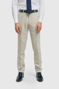 Men’s Pearl Grey Herringbone Wool Tweed Trousers Thomas Model Picture