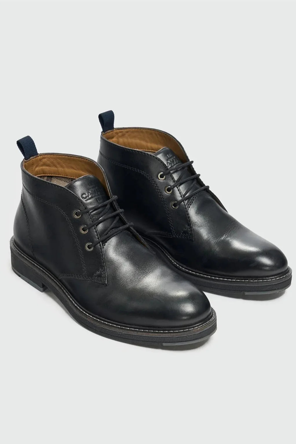 Men's black polished leather chukka boots, AUSTIN.