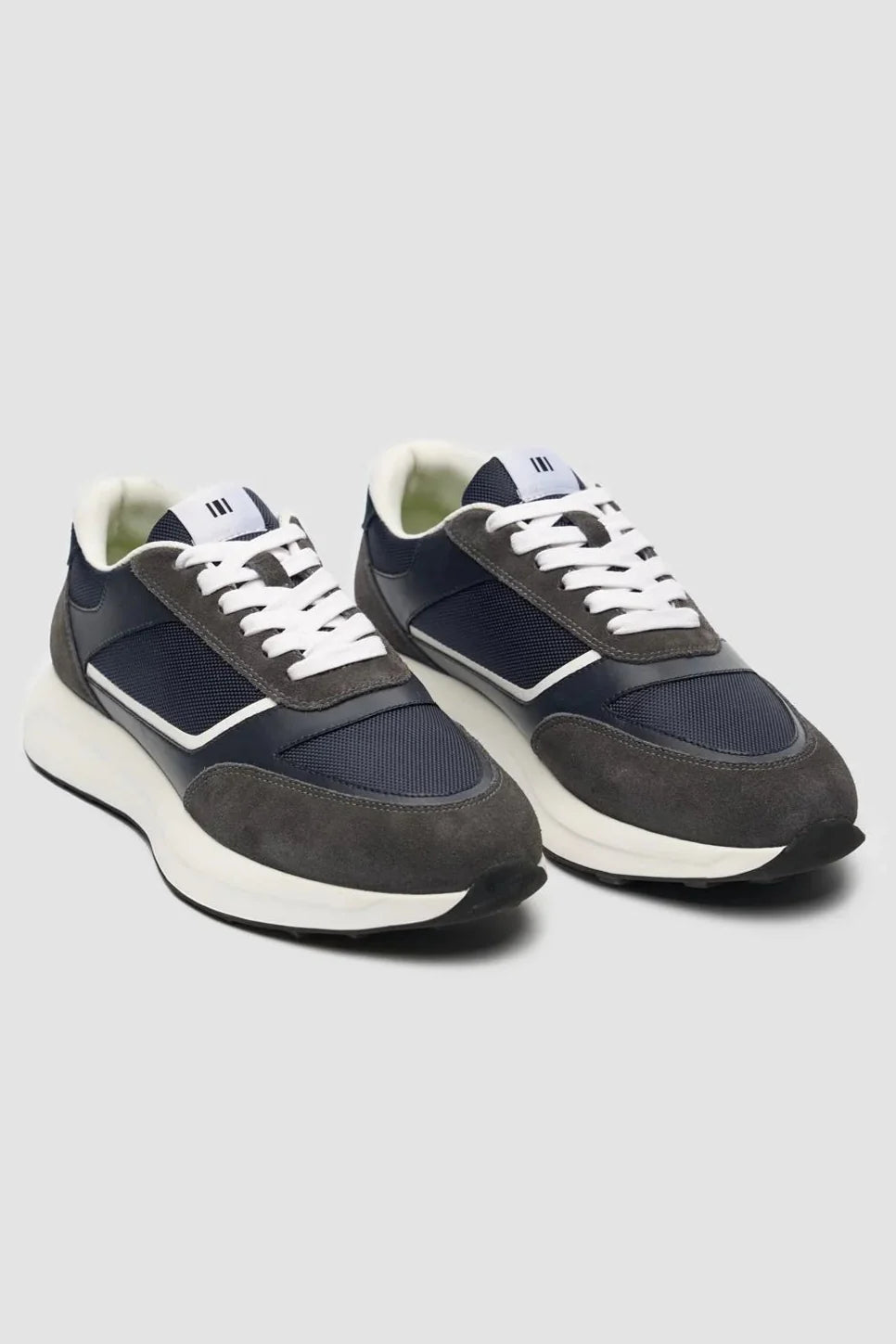 Men's navy retro lace-up trainers, BRISBANE.