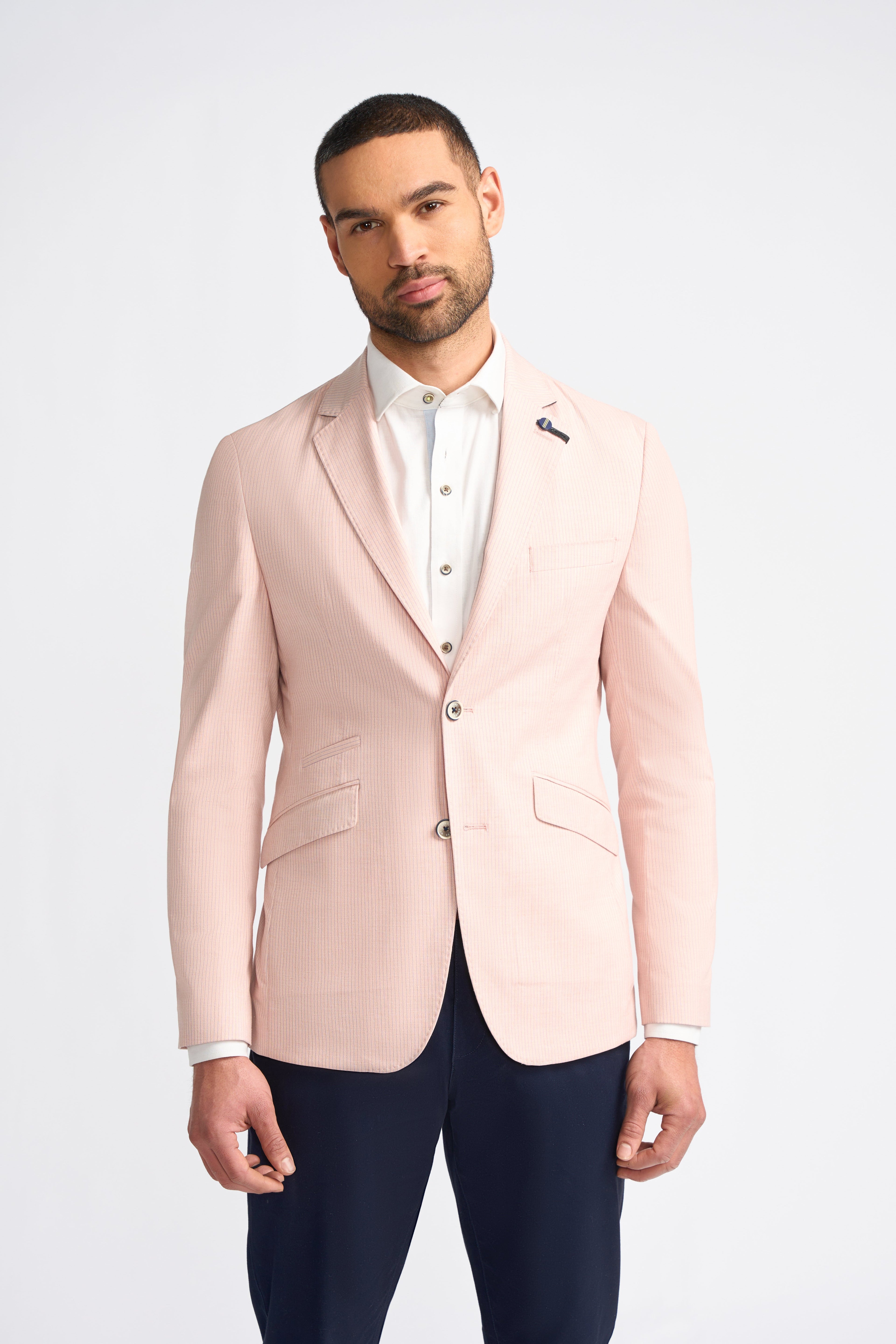 Men’s pink pinstripe slim fit blazer SENAN for special occasions