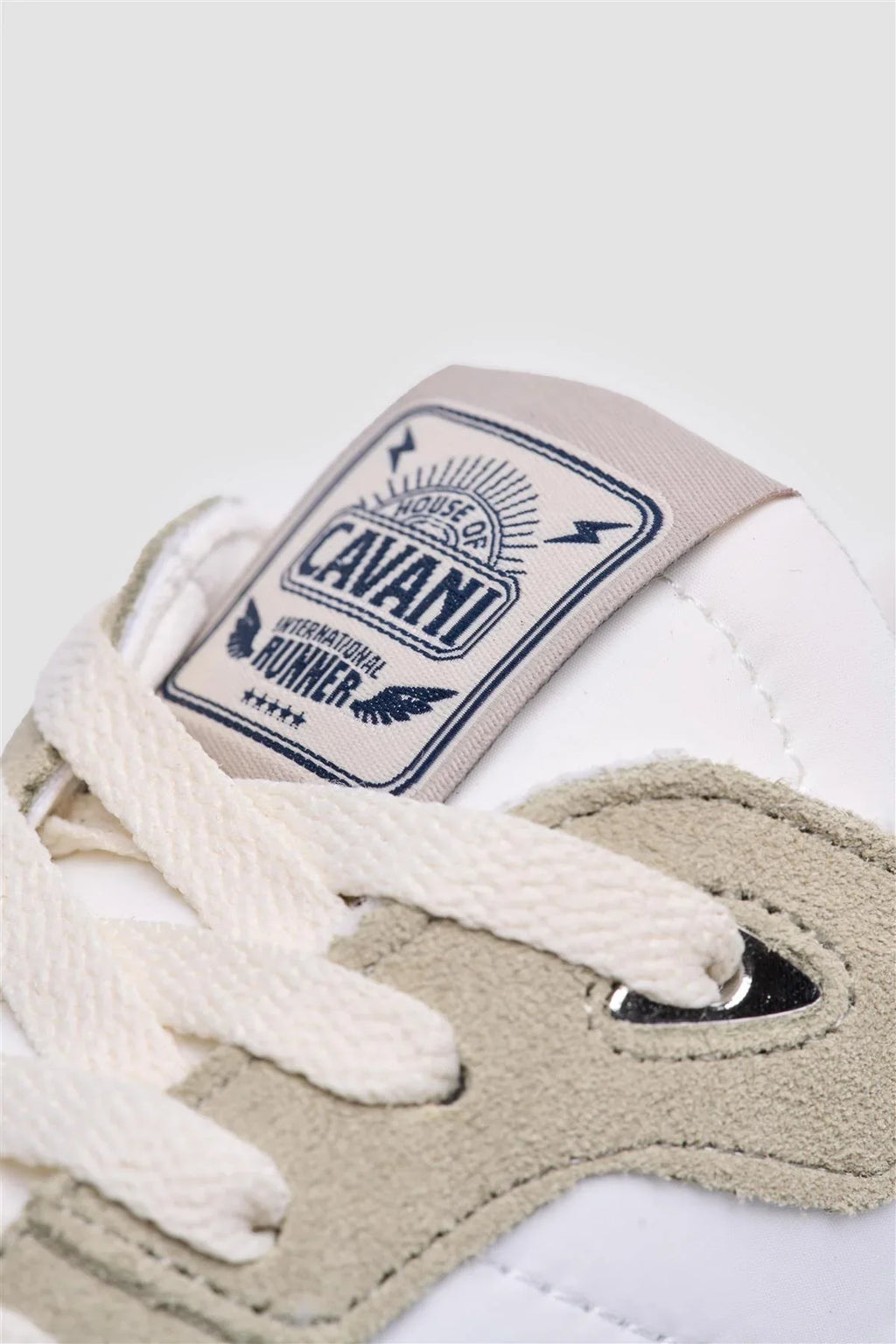 Men’s Suede-Accented Runner Trainers - International Runners - Cream Detail Picture