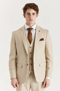 Men's tailored fit formal beige suit, 3-piece set