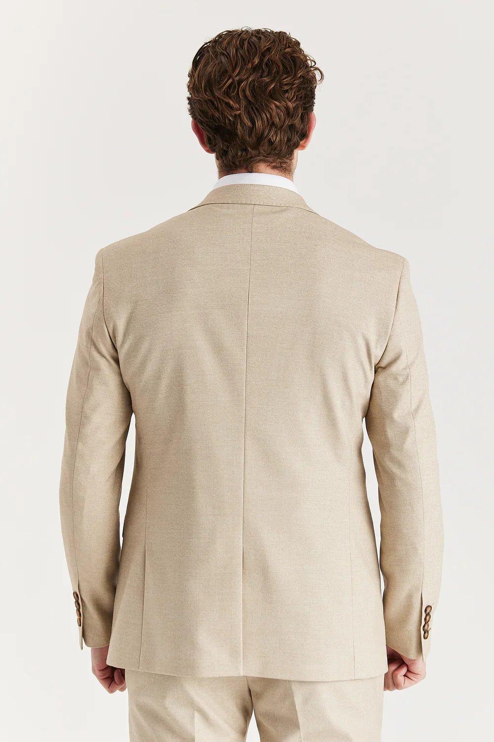 Men’s 3-Piece Tailored Fit Formal Suit - Belmont - Beige Back Picture