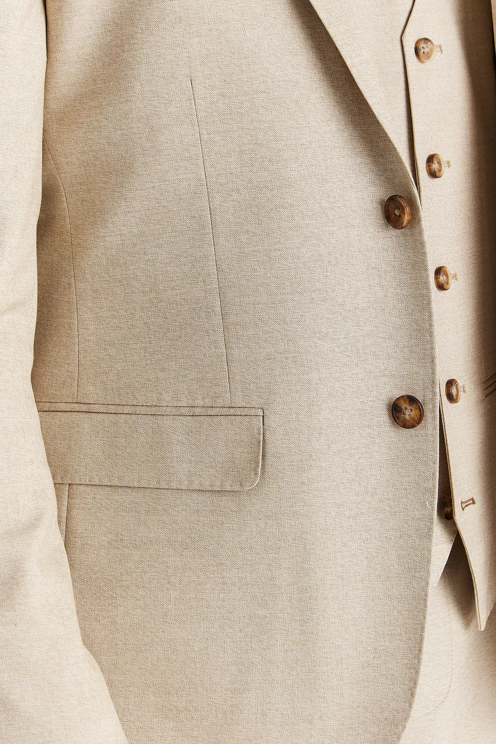 Men’s 3-Piece Tailored Fit Formal Suit - Belmont - Beige Detail Picture