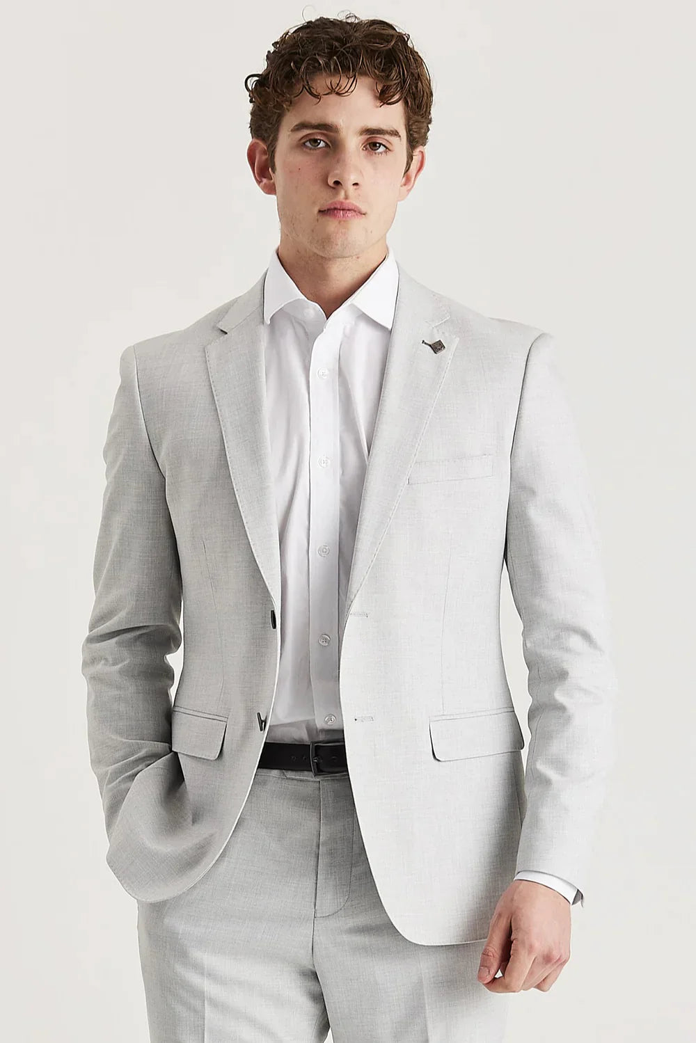 Mens silver tailored fit formal suit jacket BELMONT elegant styling