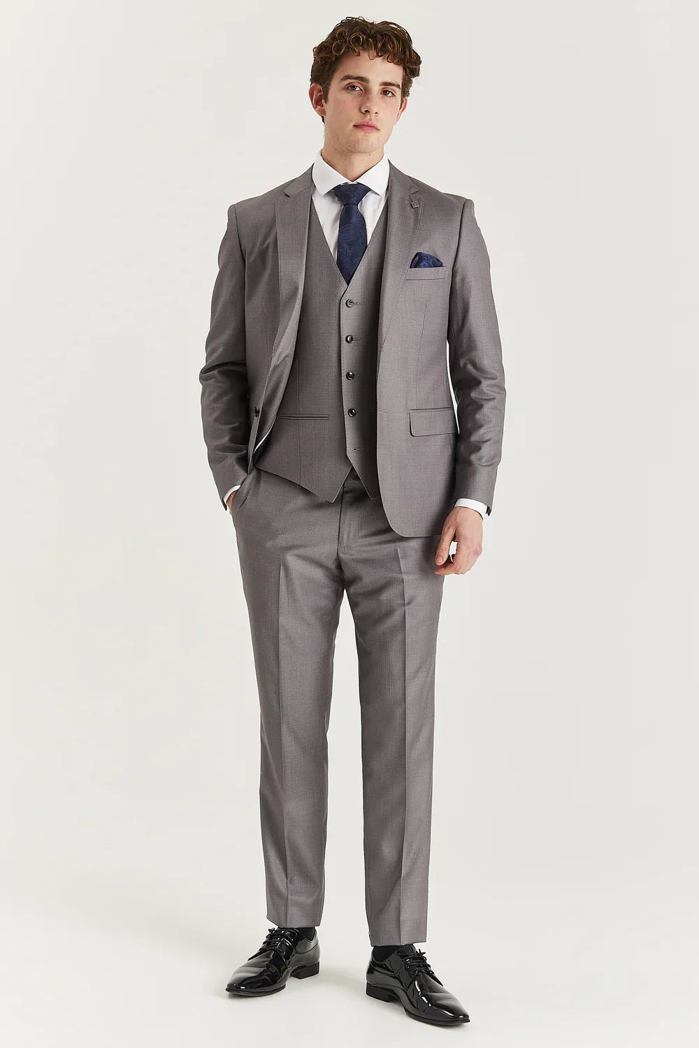 Men’s Tailored Fit Formal Trousers - Edward - Grey Model Picture