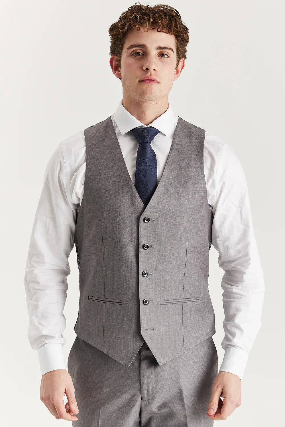 Mens grey tailored fit formal waistcoat Edward