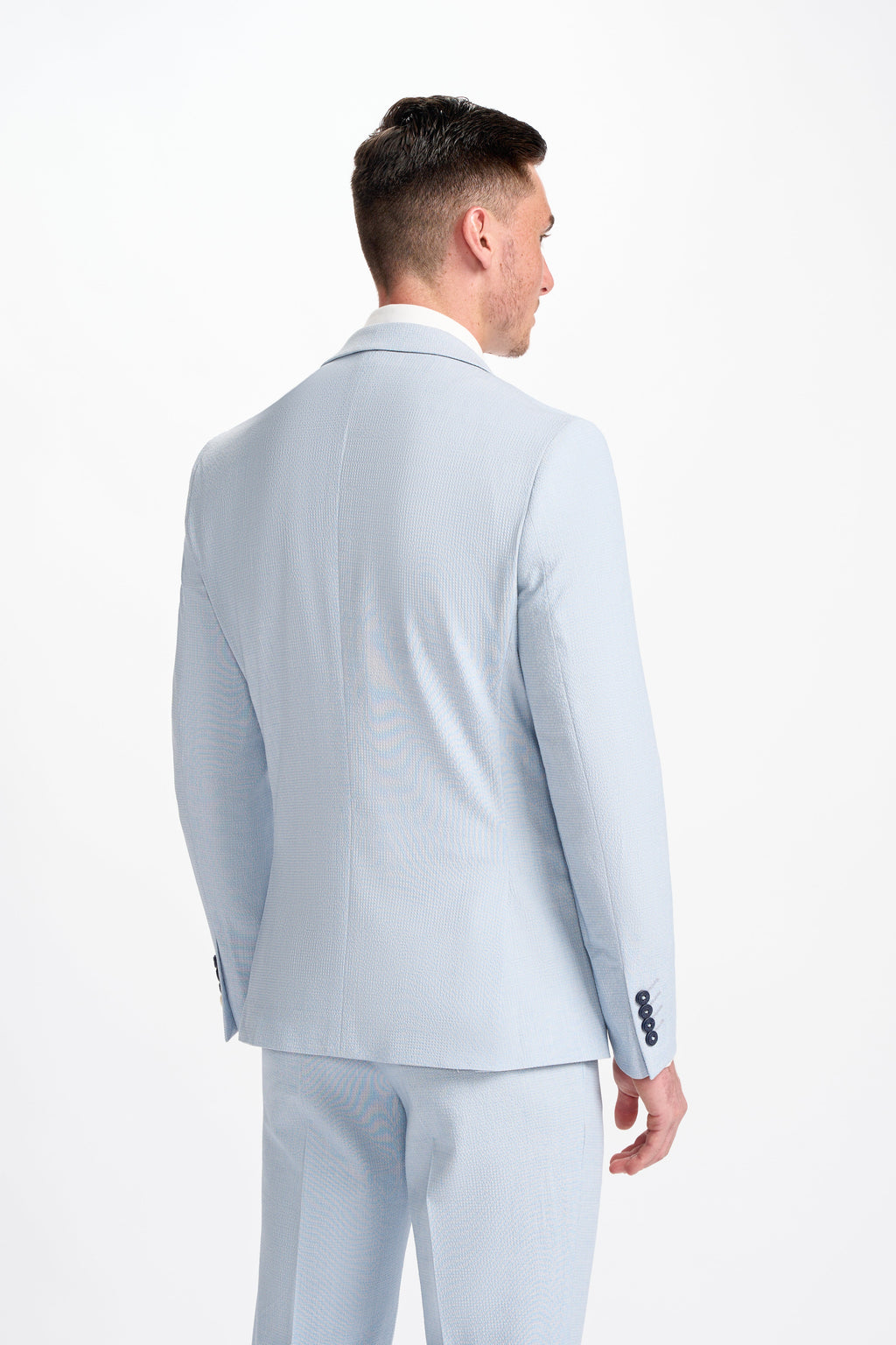 Mens Sky Blue Textured Slim Fit Suit Jacket SIREN
