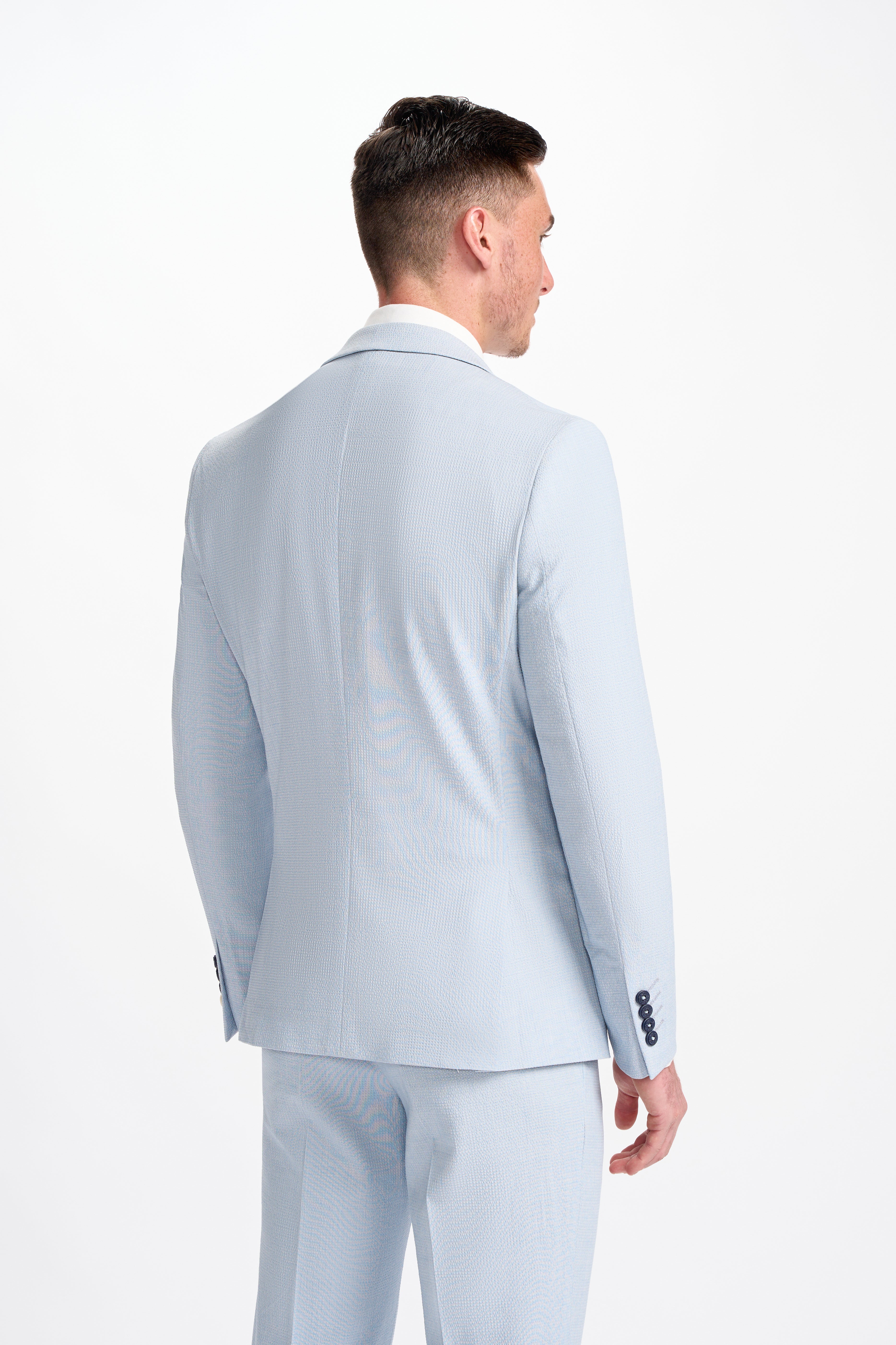 Mens Sky Blue Textured Slim Fit Suit Jacket SIREN