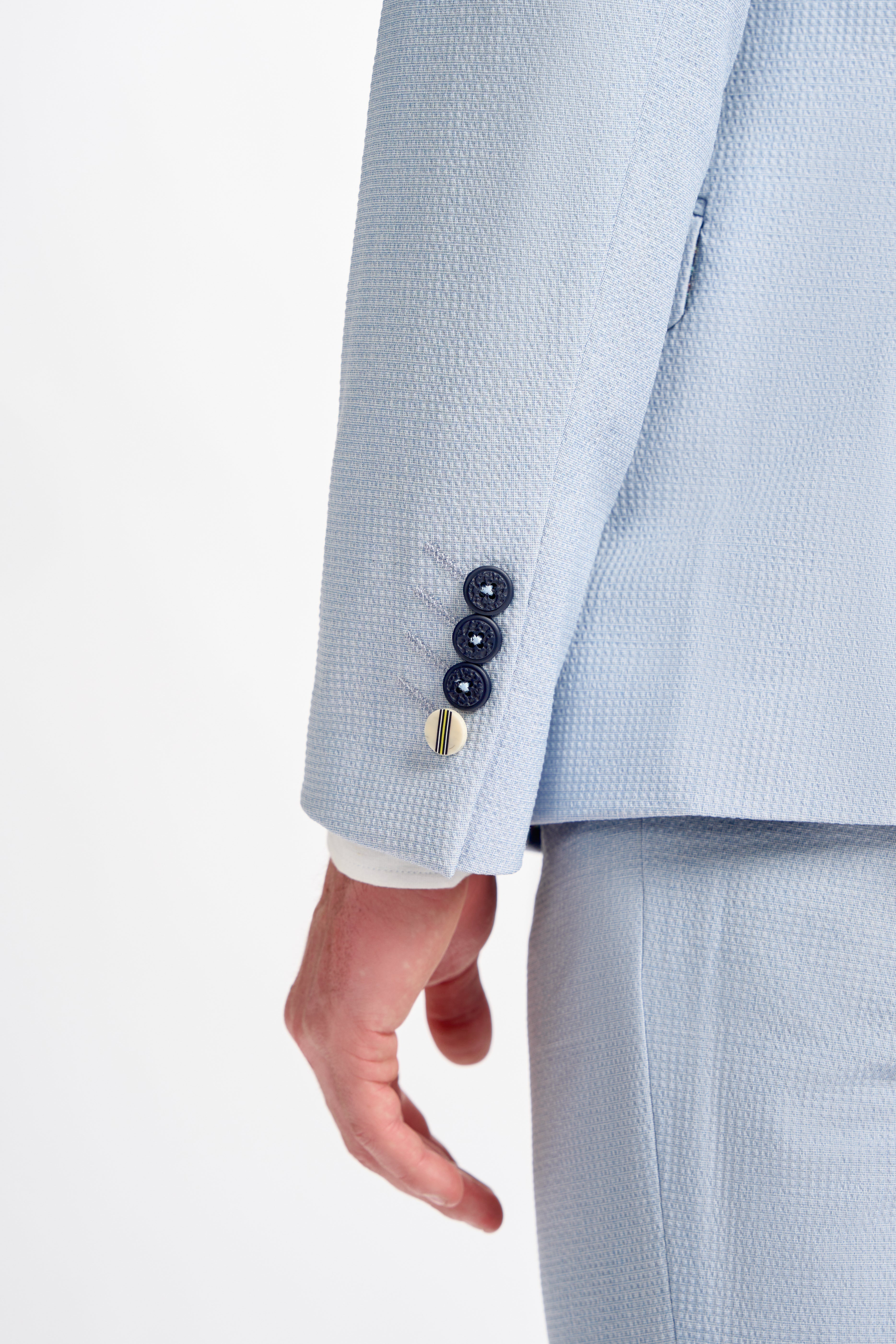 Mens Sky Blue Textured Slim Fit Suit Jacket SIREN