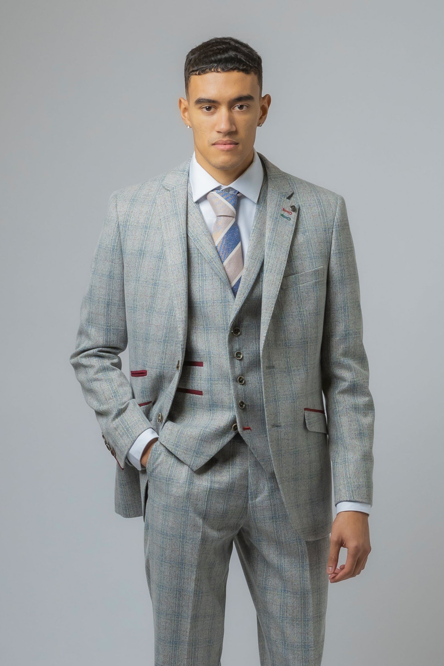 Men's Andrew Grey Tweed Check Slim Fit Professional Suit