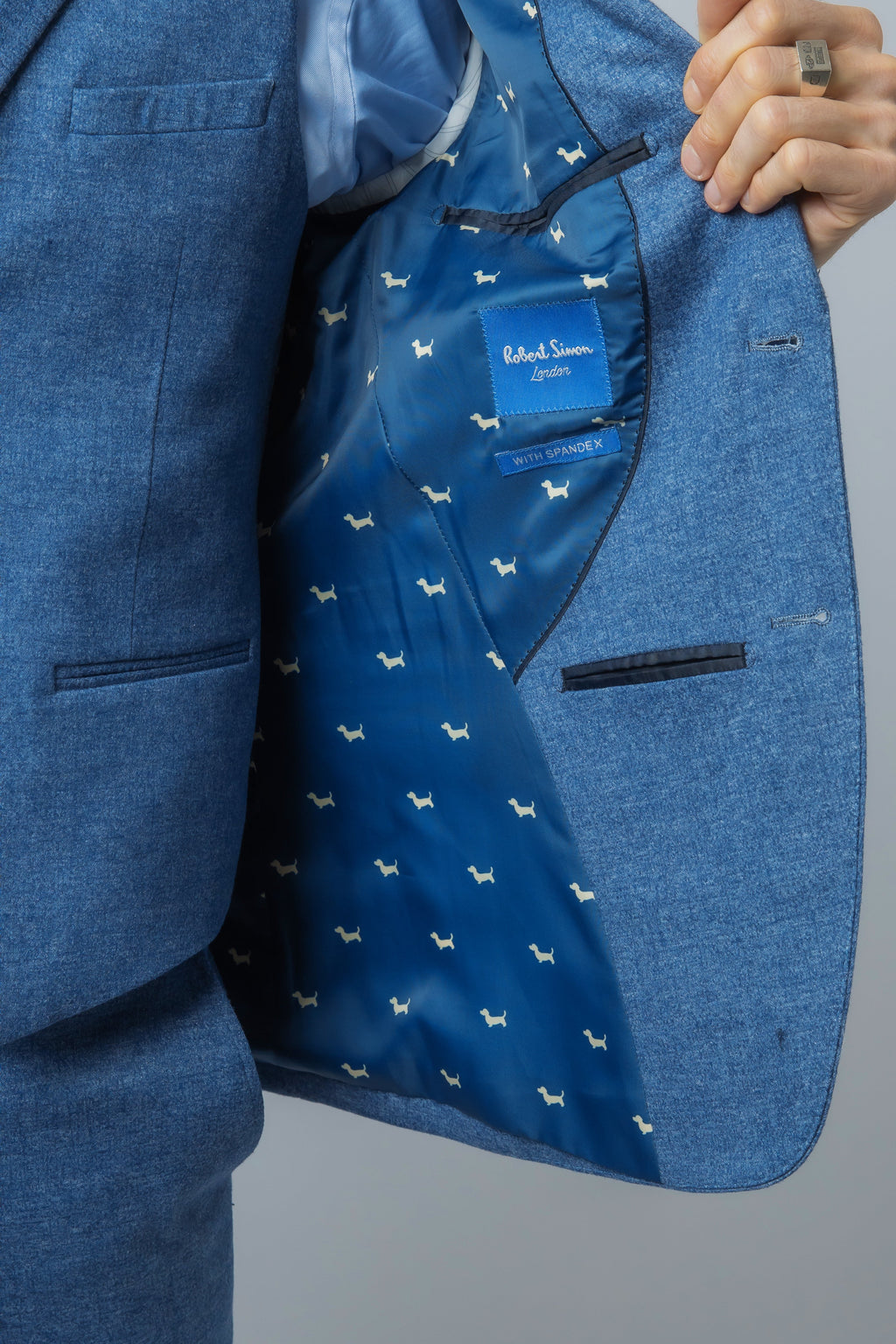 JAXON Yale Blue Men's Tweed Slim Fit Suit