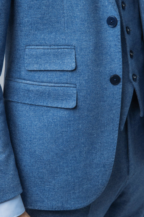 JAXON Yale Blue Men's Tweed Slim Fit Suit
