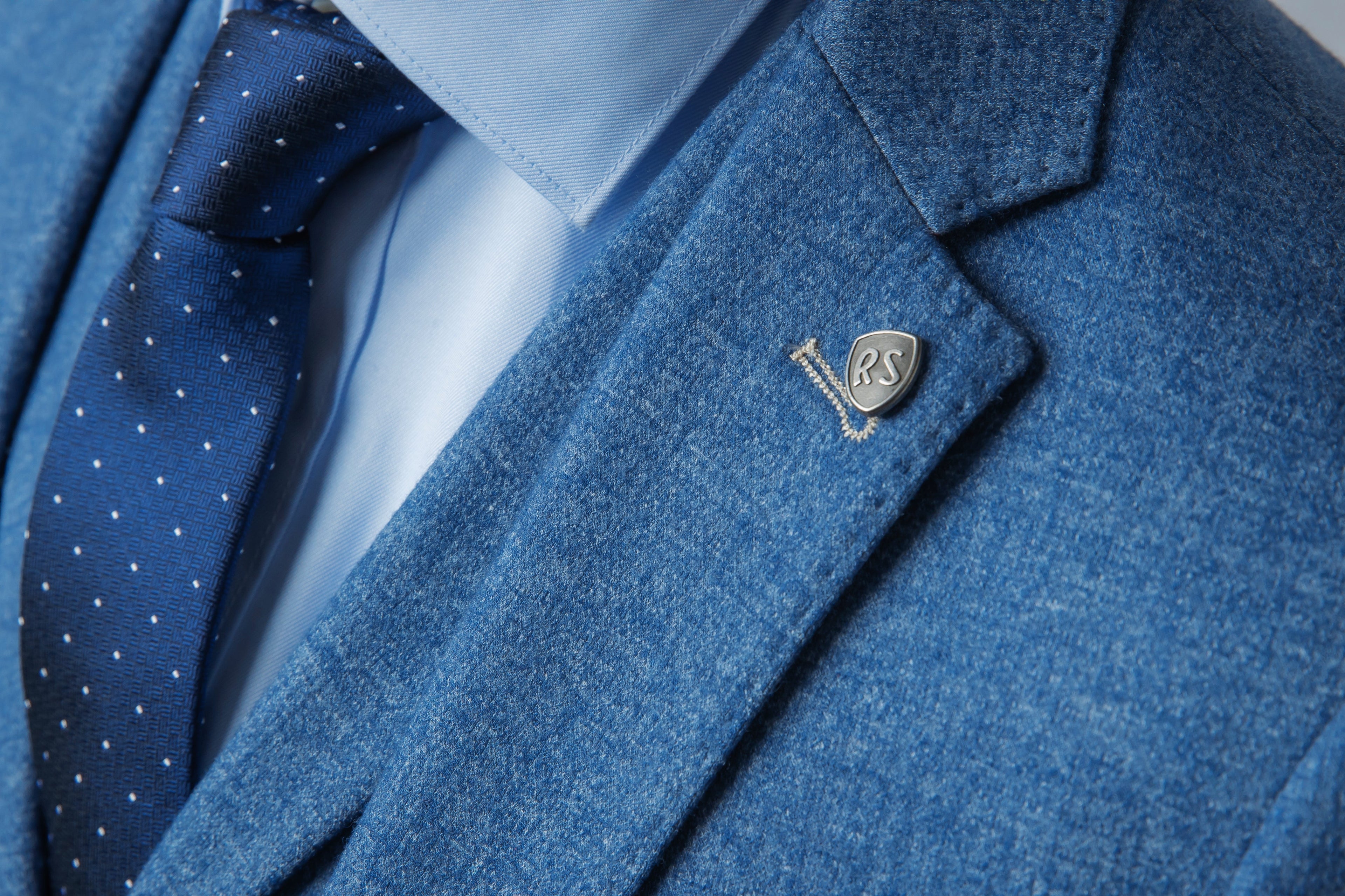 JAXON Yale Blue Men's Tweed Slim Fit Suit