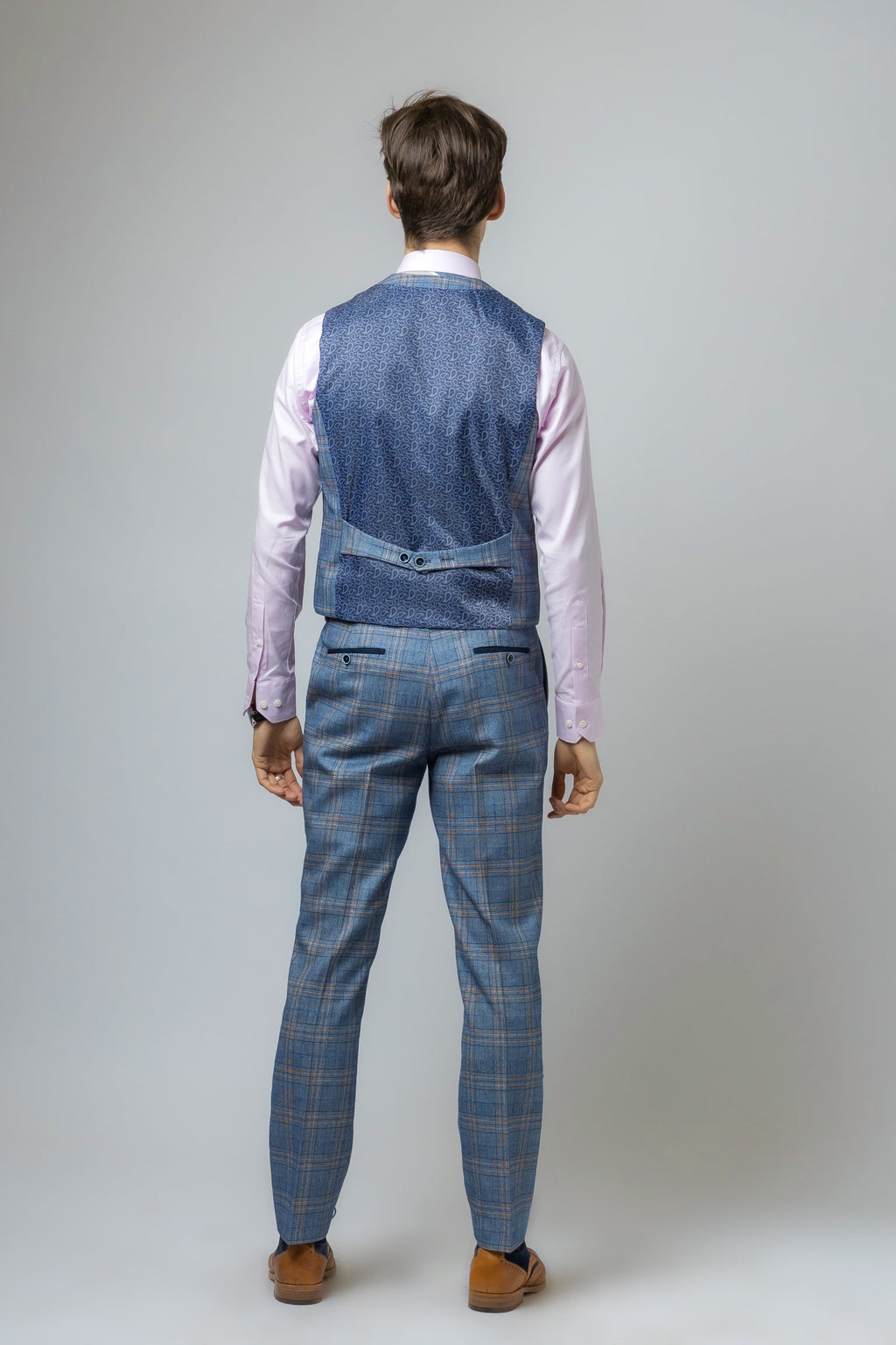 Men's Levi Royal Blue Windowpane Pattern Slim Fit Suit