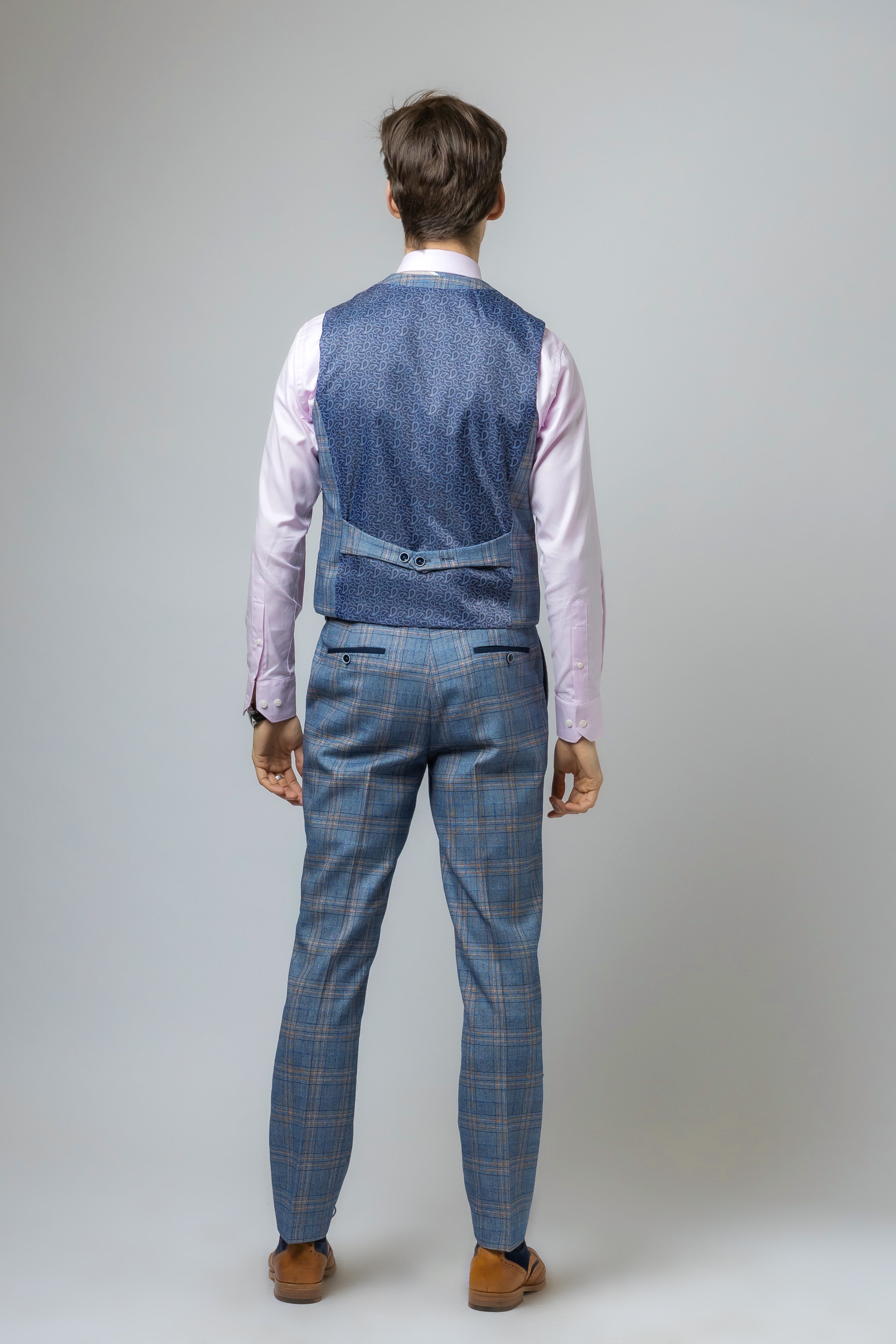 Men's Levi Royal Blue Windowpane Pattern Slim Fit Suit