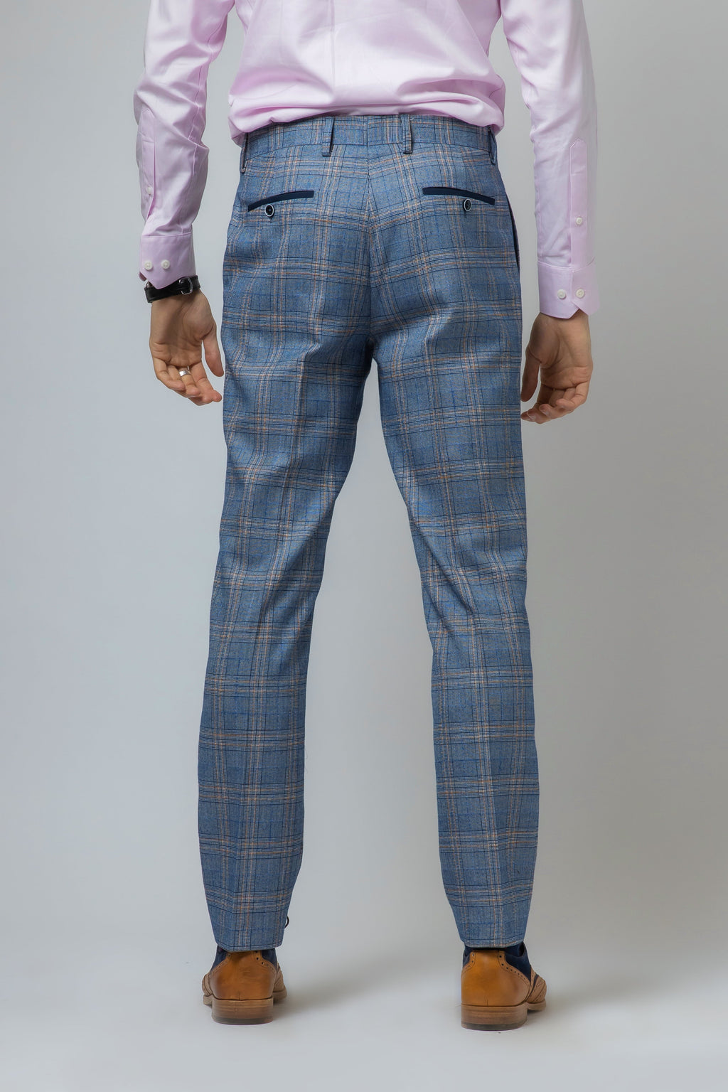 Men's Levi Royal Blue Windowpane Pattern Slim Fit Suit