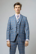 Men's Levi Royal Blue Windowpane Pattern Slim Fit Suit