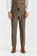 Men’s Wool Blend Formal Trousers - OSCAR - Brown