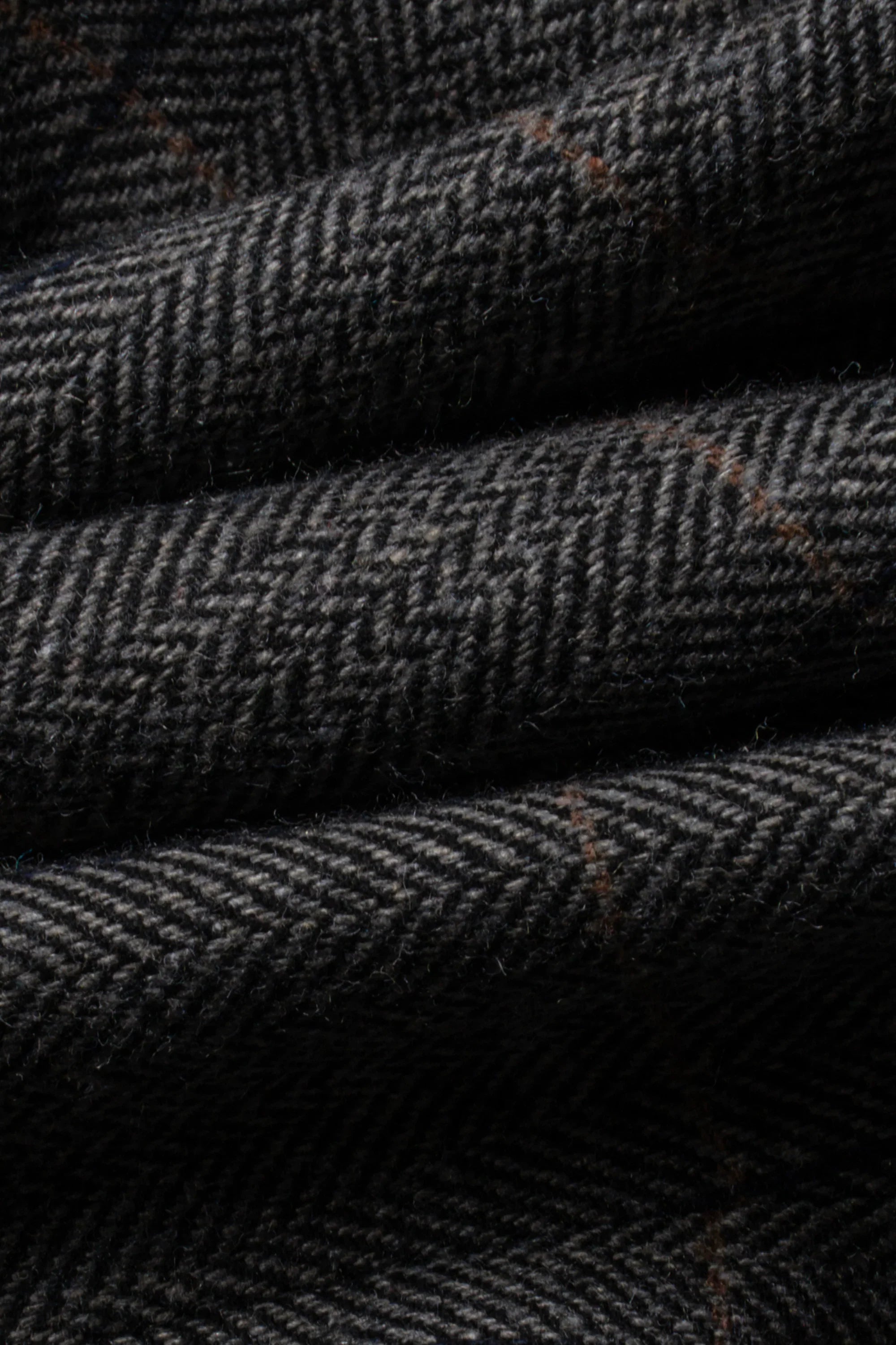 Men's Wool Blend Herringbone Check Suit - Albert - Grey Fabric Picture