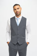 Mens charcoal wool blend slim fit waistcoat Bond