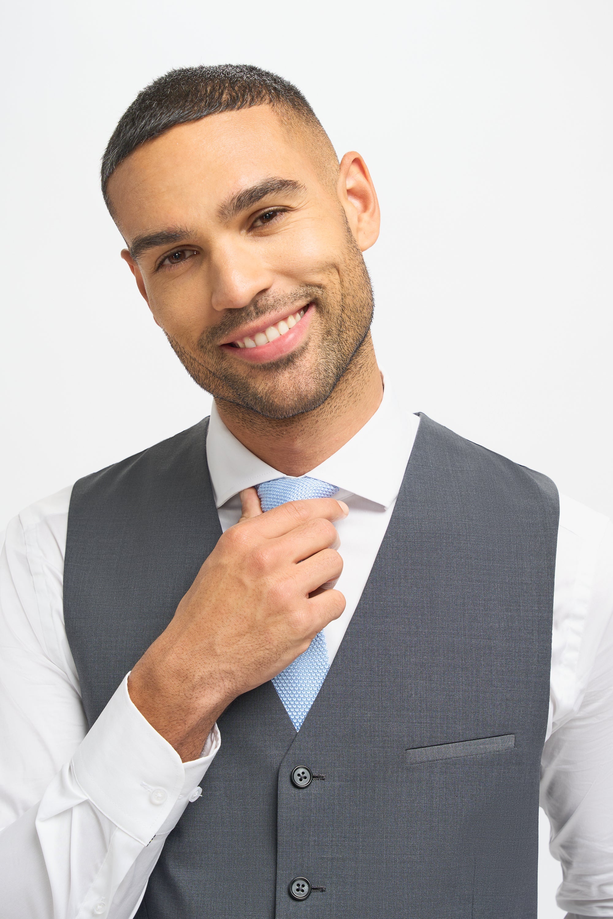 Mens Charcoal Wool Blend Slim Fit Waistcoat BOND