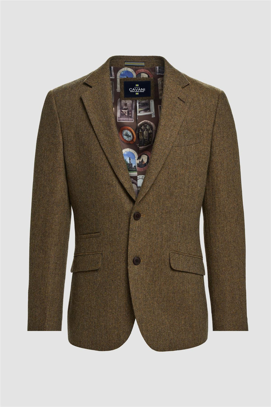 Men’s Brown Herringbone Wool Tweed Suit Jacket Thomas