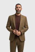 Men’s Brown Herringbone Wool Tweed Suit Jacket Thomas Model Picture