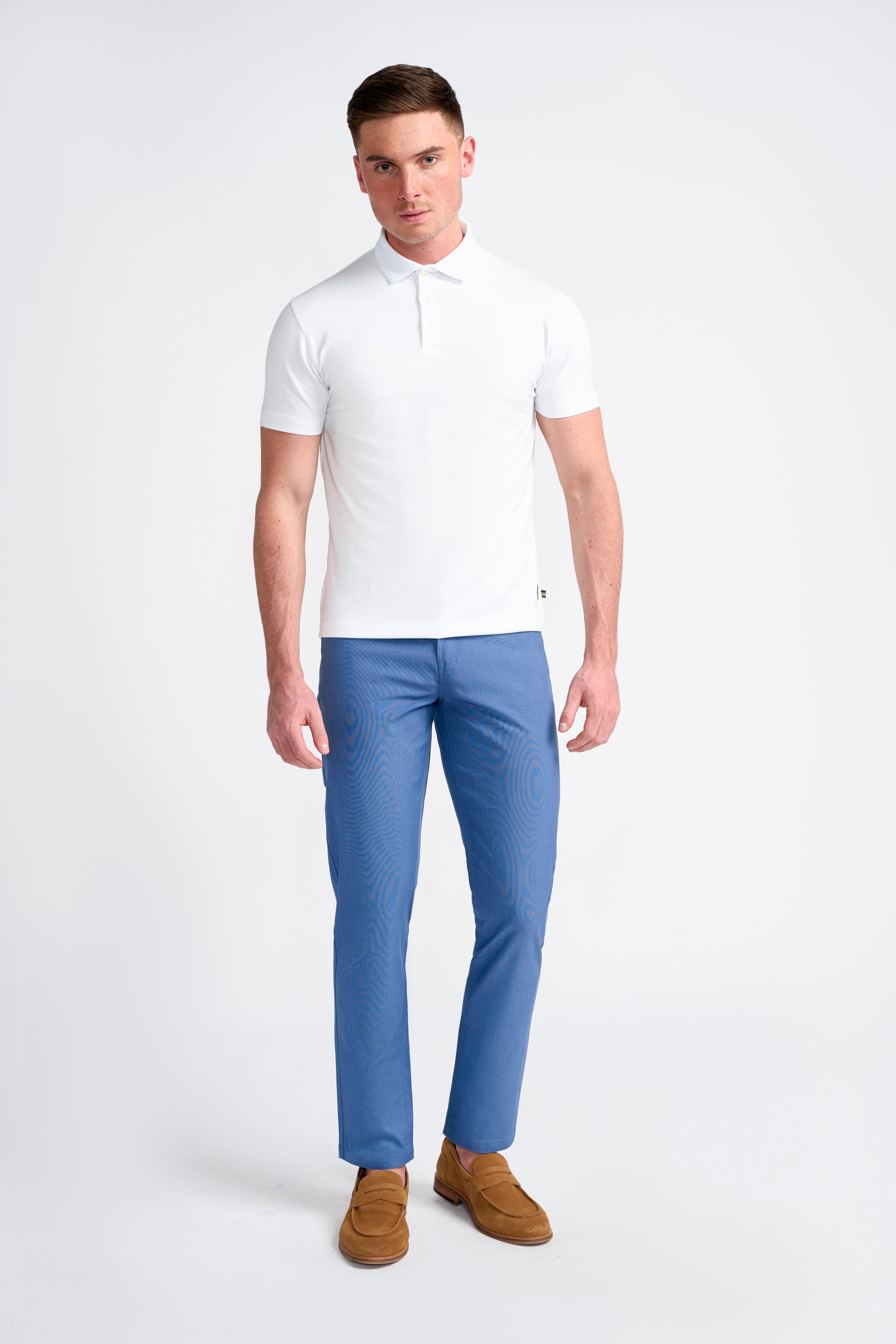 Men’s Cotton Blend Jean Cut Chino Trousers – DALTON - Cobalt Blue