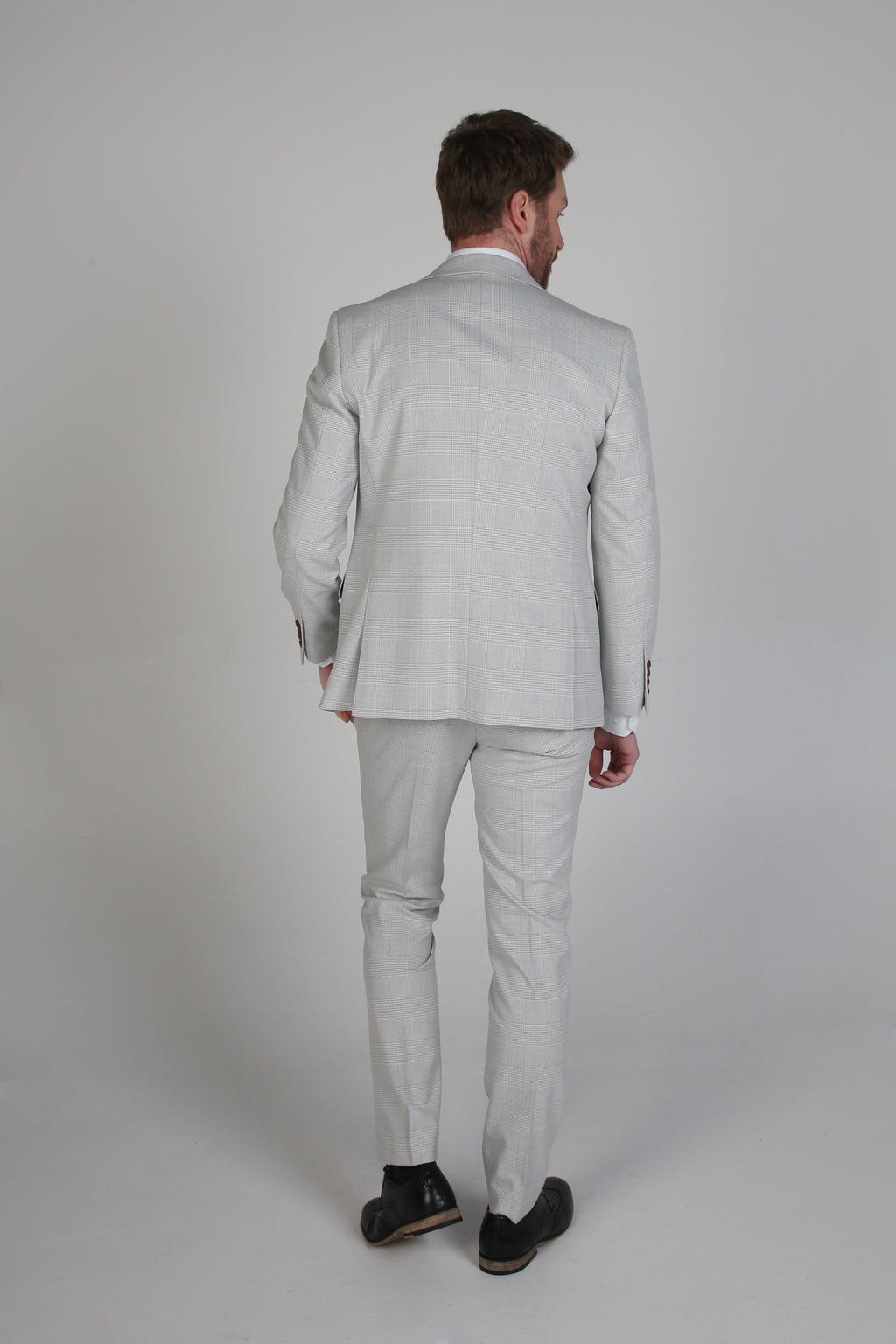 Mens Stone Beige Herringbone Tweed Suit Jacket MARK