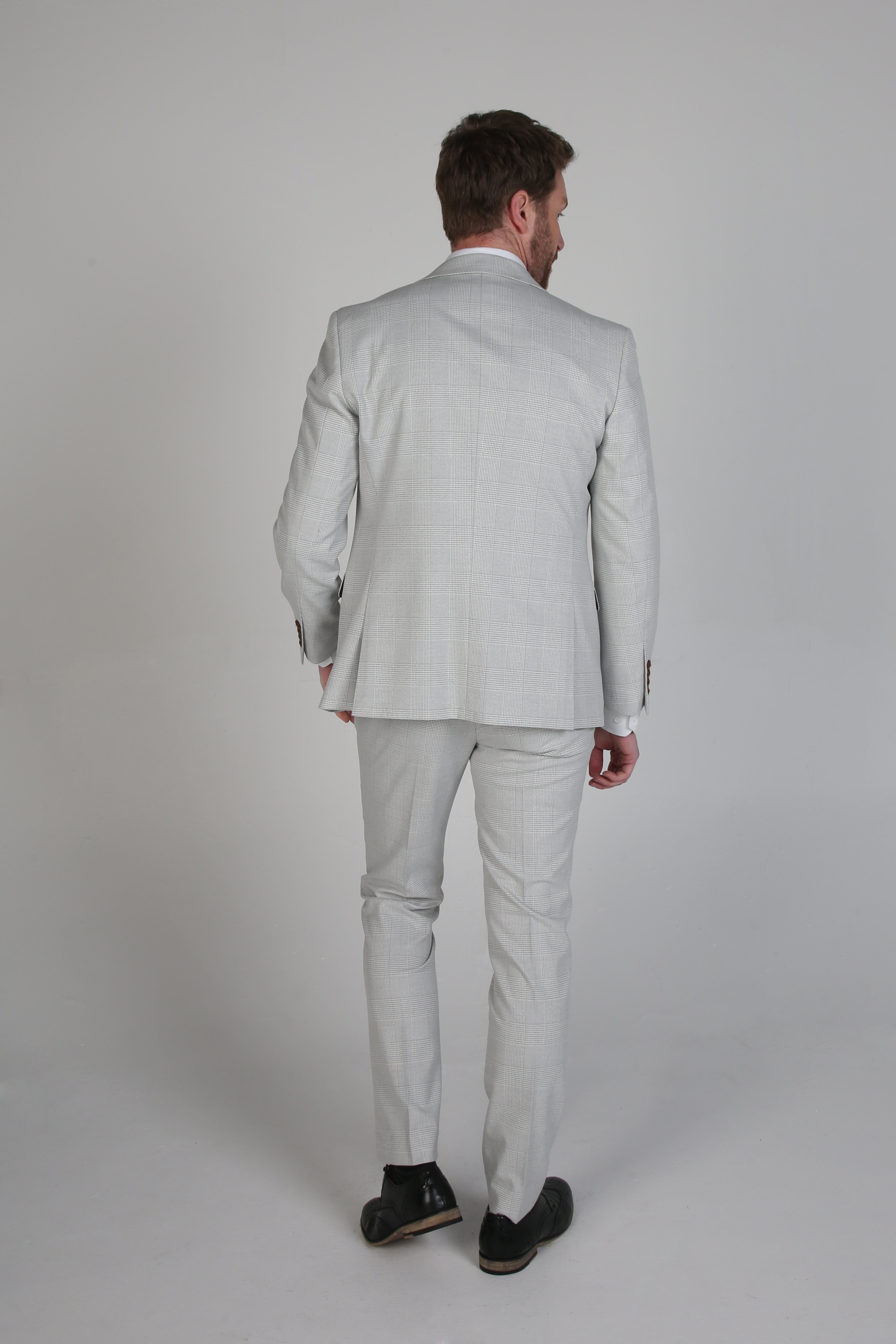 Mens Stone Beige Herringbone Tweed Suit Jacket MARK