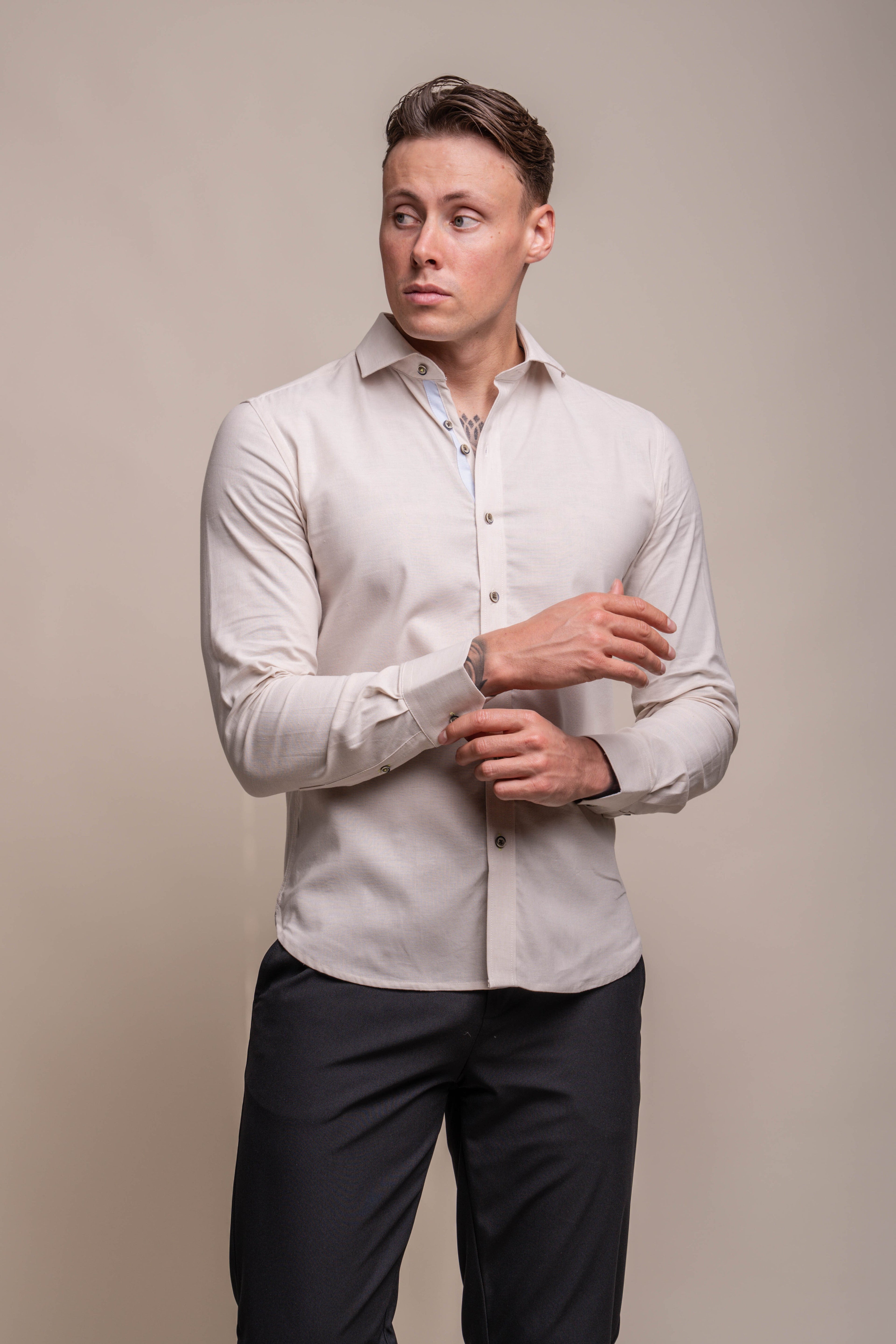 Men’s linen shirt tailored fit long sleeve lightweight