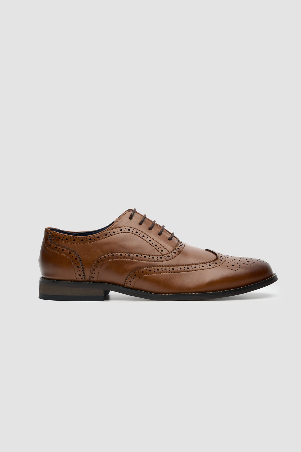 Men's Oxford Brogue Shoes - CLARK - Tan Brown Side Picture
