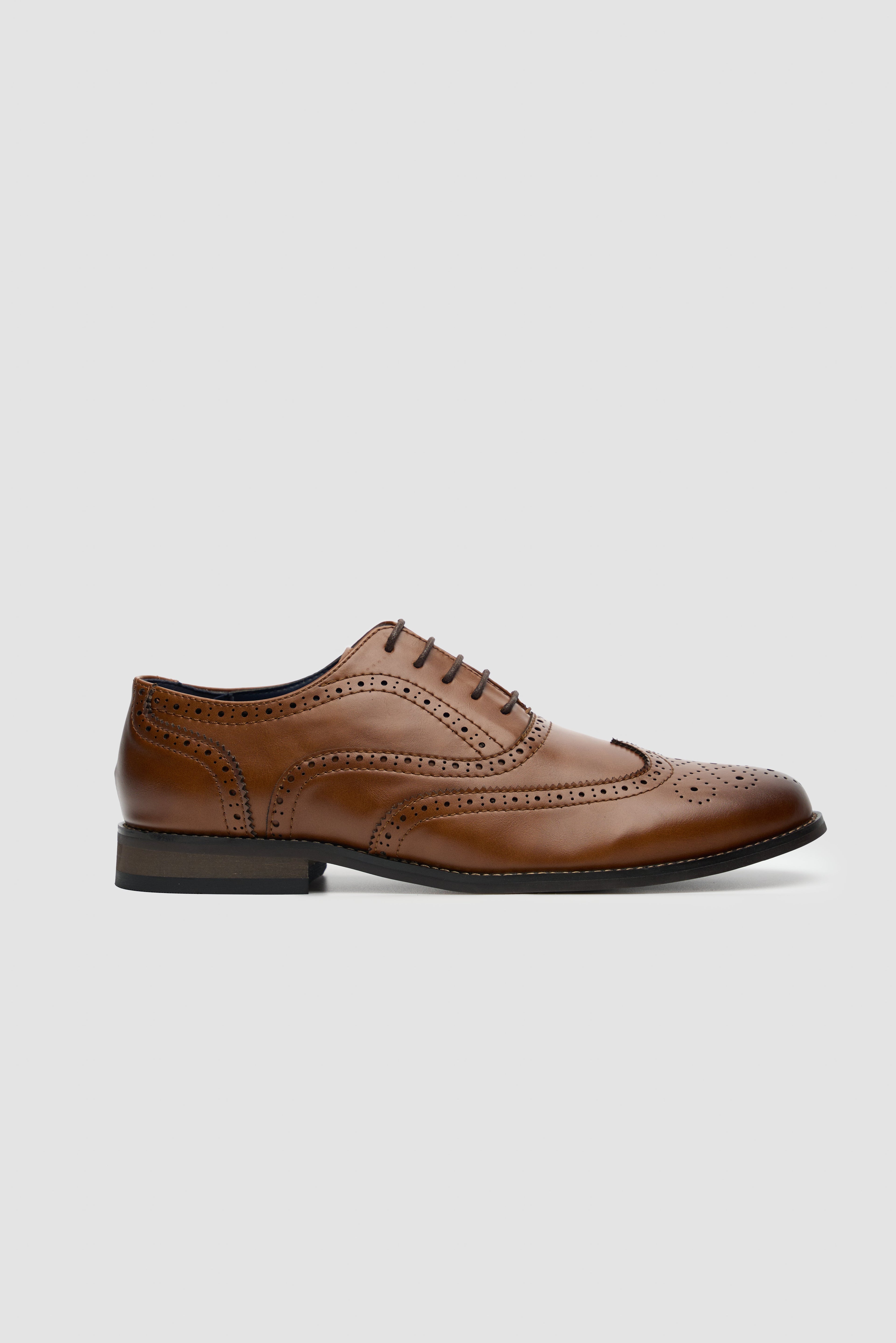 Men's Oxford Brogue Shoes - CLARK - Tan Brown Side Picture