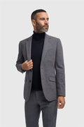 Men’s Savoy Grey Herringbone Wool Tweed Suit Jacket Thomas Model Picture