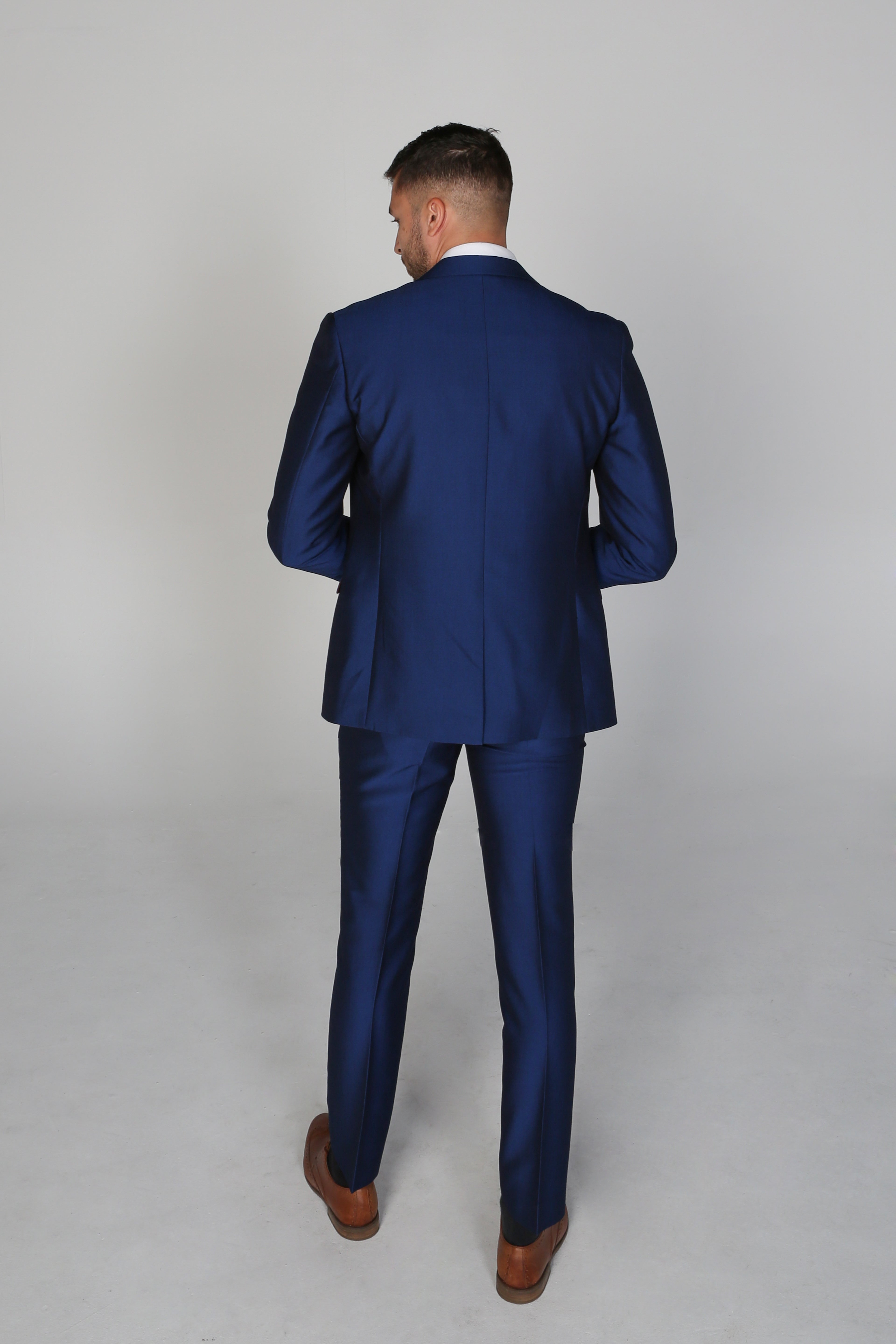 Mens Navy Sheen Effect Suit Jacket KINGSLEY
