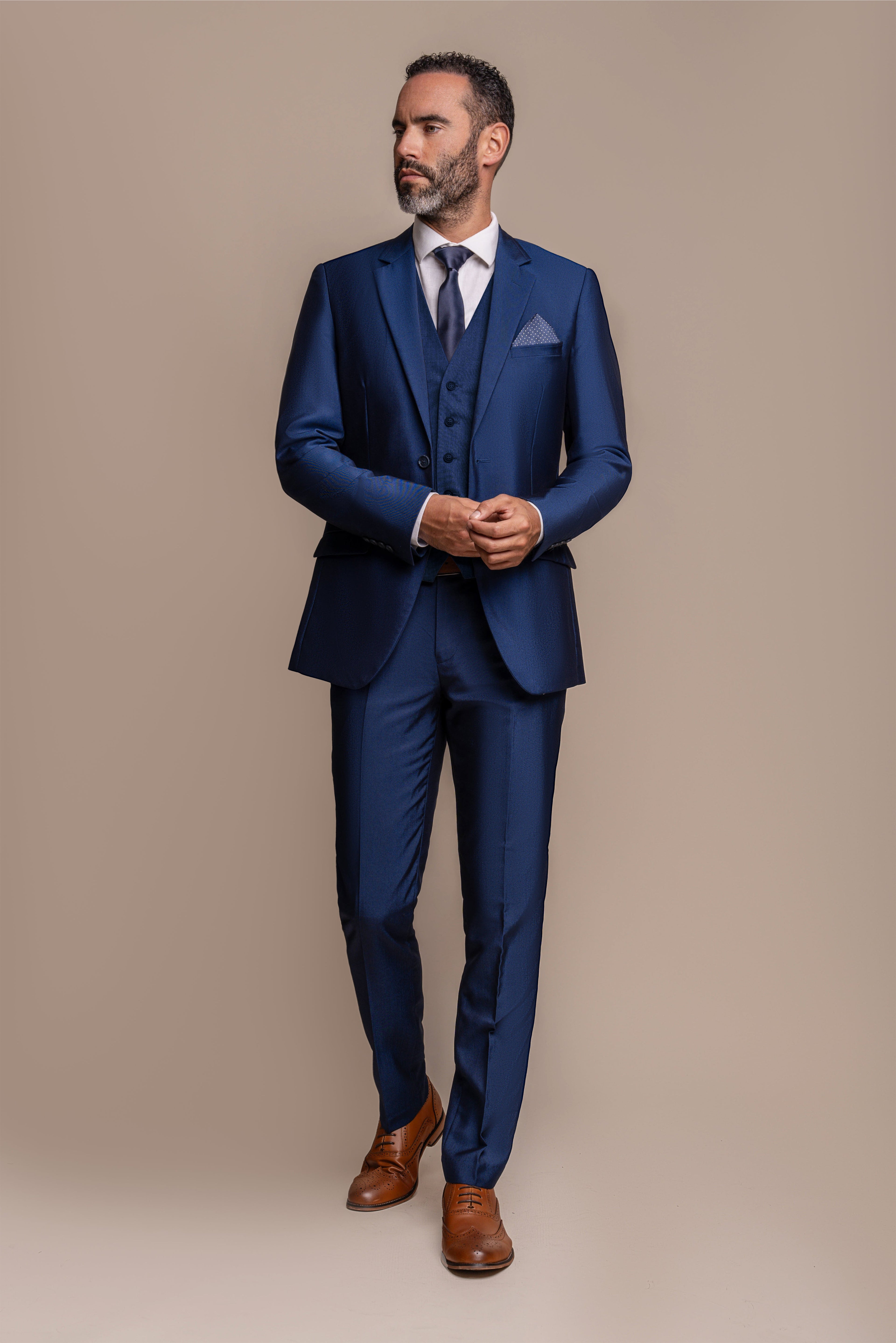 Men's Slim Fit Formal Royal Blue Suit - FORD - Royal Blue Model Front Picture