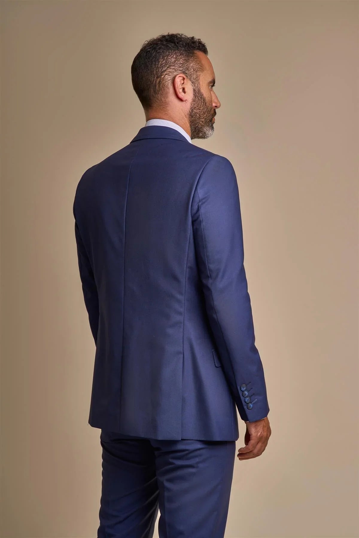 Men's Slim Fit Formal Suit - JEFFERSON Navy - Navy Blue Jacket Model Back Picture