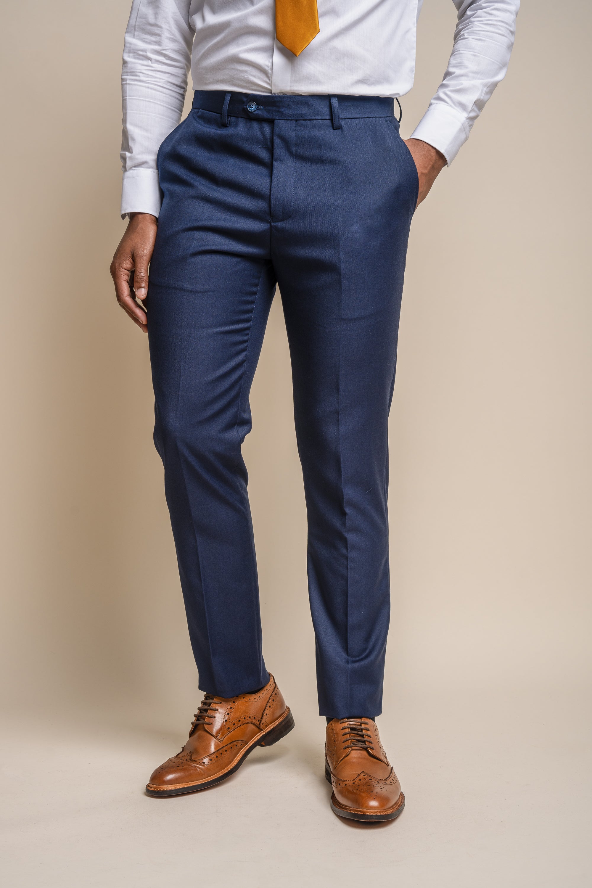 Men's Navy Blue Trousers Slim Fit - JEFFERSON - Navy Blue