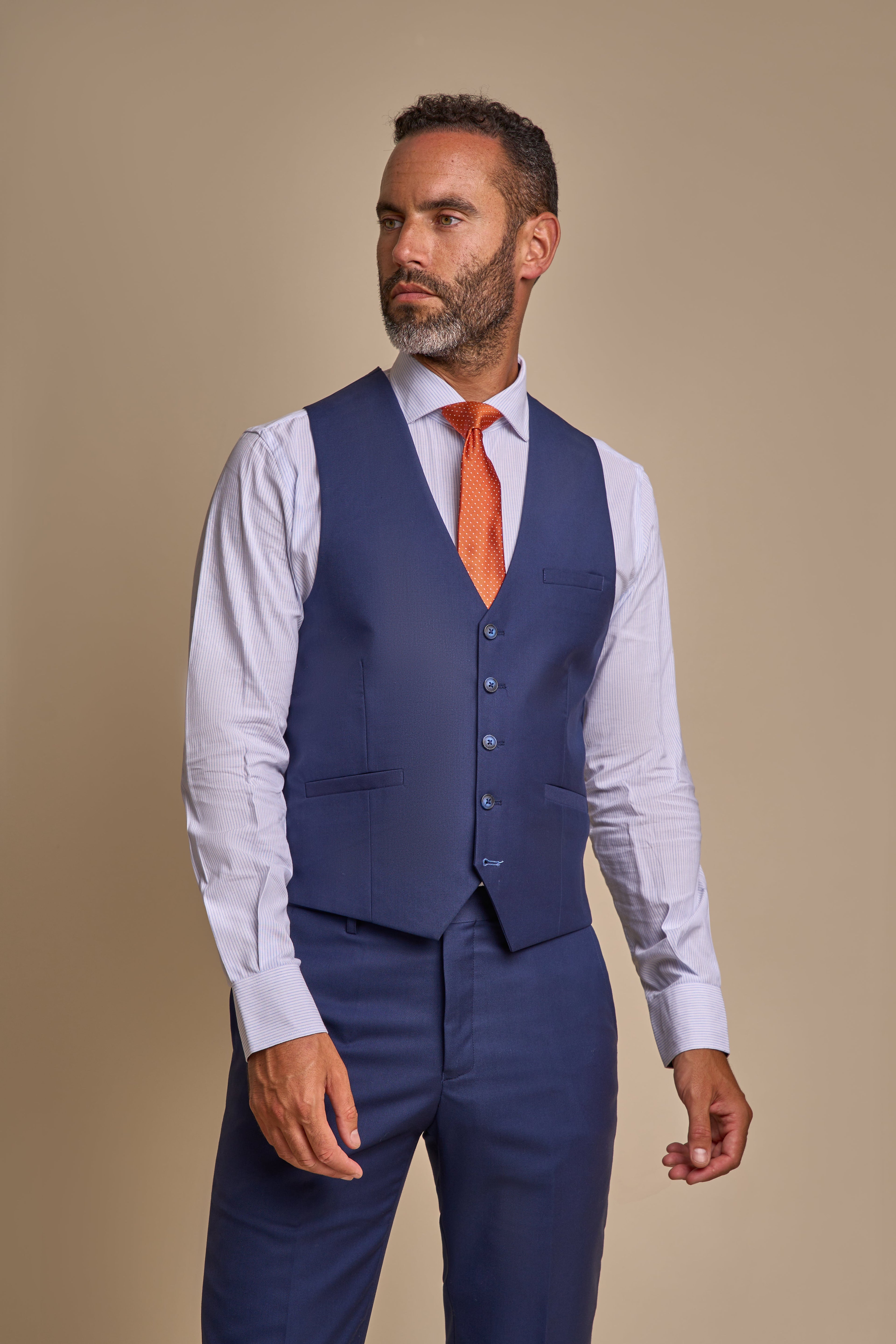 Mens navy slim fit waistcoat Jefferson