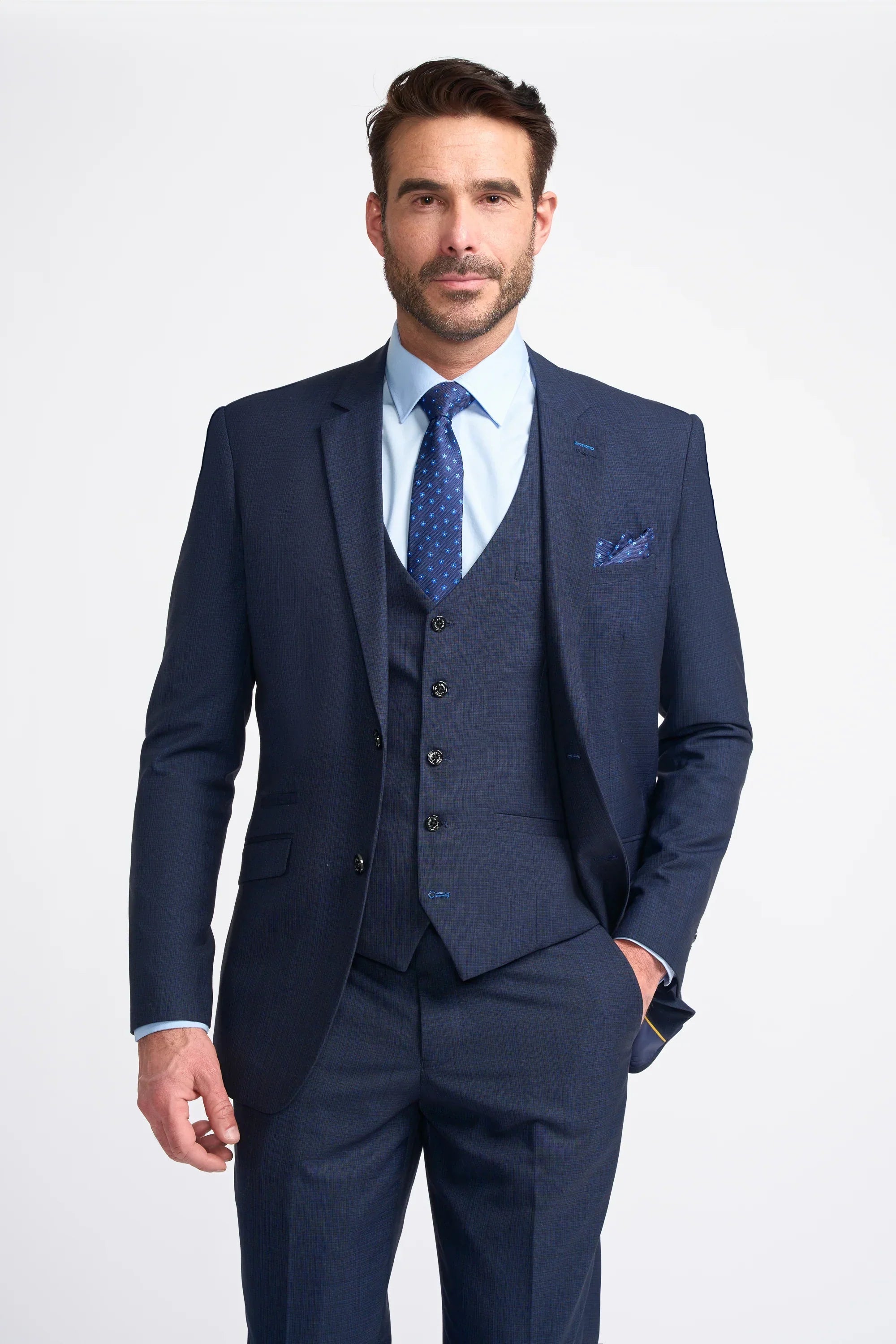 Mens navy slim fit suit jacket SEEBA mens business style
