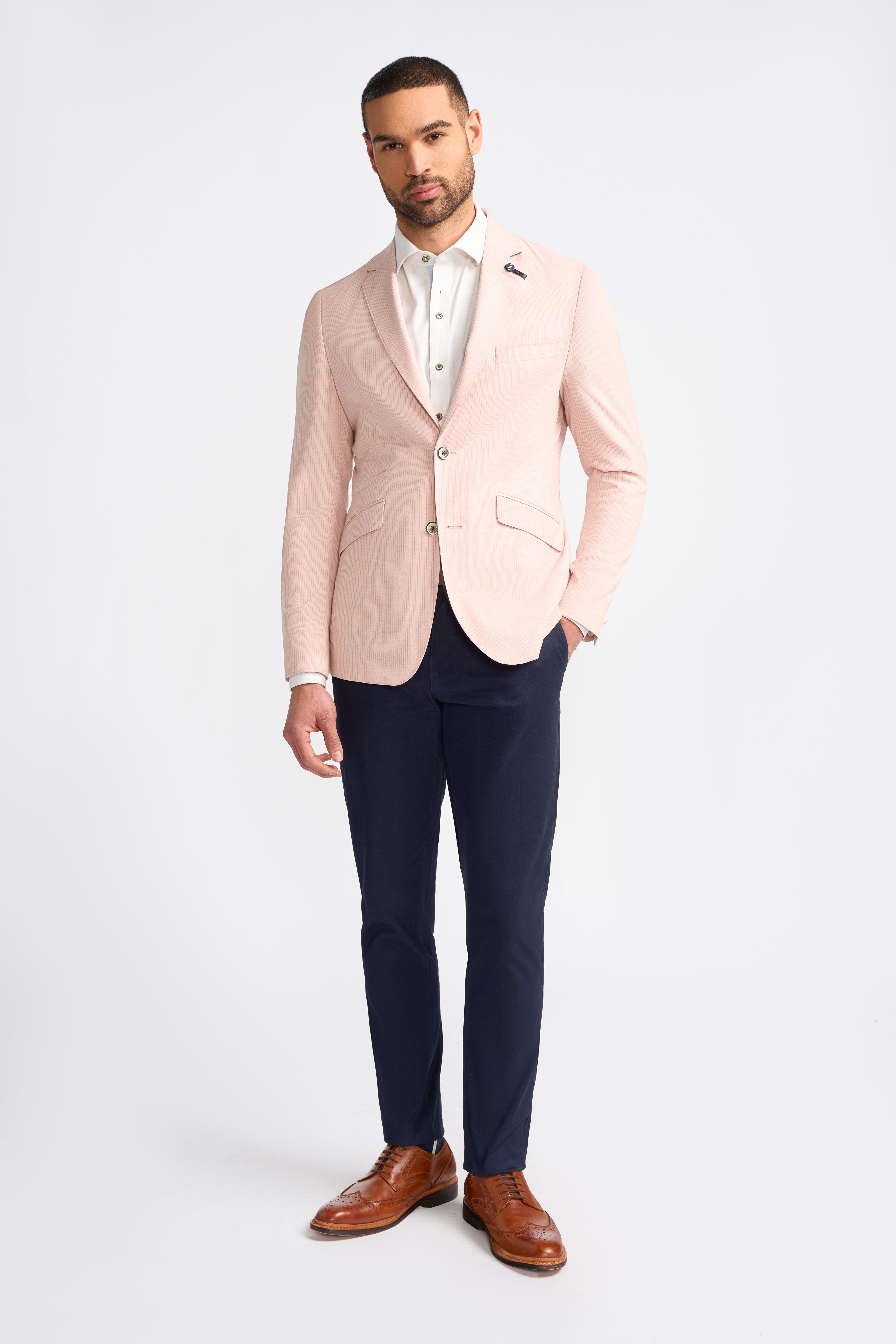 Men’s Pink Pinstripe Slim Fit Blazer SENAN
