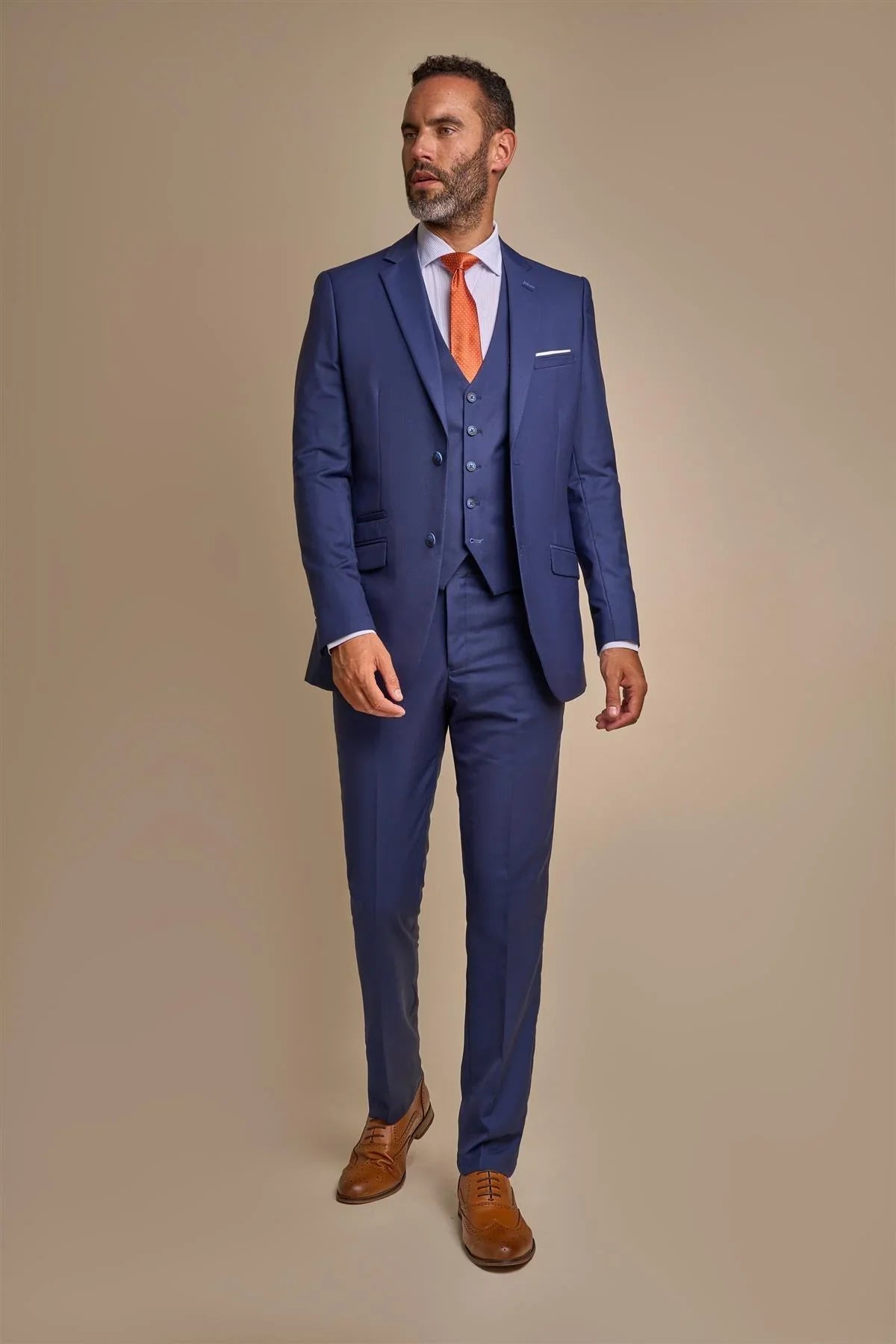 Men's Slim Fit Suit Jacket - JEFFERSON Navy - Navy Blue Modle Front Picture